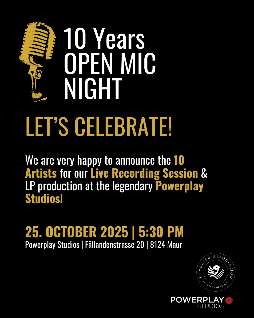 ๐๐ถ๐ด ๐ก๐ฒ๐๐!๐
A huge congratulations to the 10 amazing artists selected for our 10-Year Open Mic Anniversary Celebration on October 25th, 2025! ๐๐ค
๐๐ฒ๐ ๐ฟ๐ฒ๐ฎ๐ฑ๐ ๐ณ๐ผ๐ฟ ๐ฎ ๐ป๐ถ๐ด๐ต๐ ๐๐ผ ๐ฟ๐ฒ๐บ๐ฒ๐บ๐ฏ๐ฒ๐ฟ:
โข A celebration full of music, stories, and emotion from 10 years of Open Mic.
โข Each selected act will perform two original songs live on stage.
โข Plus, a chance to record at the legendary Powerplay Studios in Maur โ with one song professionally mixed and mastered! ๐ฅ
๐ง๐ผ ๐ฒ๐๐ฒ๐ฟ๐๐ผ๐ป๐ฒ ๐๐ต๐ผ ๐ฎ๐ฝ๐ฝ๐น๐ถ๐ฒ๐ฑ: 
Thank you so much for your passion, your music, and your trust. It was truly a tough decision โ the talent was incredible across the board.๐
While we couldnโt feature everyone, weโd love to see all of you at the event as our guests and celebrate this milestone together. Youโre part of this journey, too!โค๏ธ
Join us on October 25th!
๐ Link in bio
#OpenMicAnniversary #10YearsOfMusic #ThankYouArtists #PowerplayStudios #LiveMusic #SupportLocalArtists #recording #singersongwriters #rock #pop