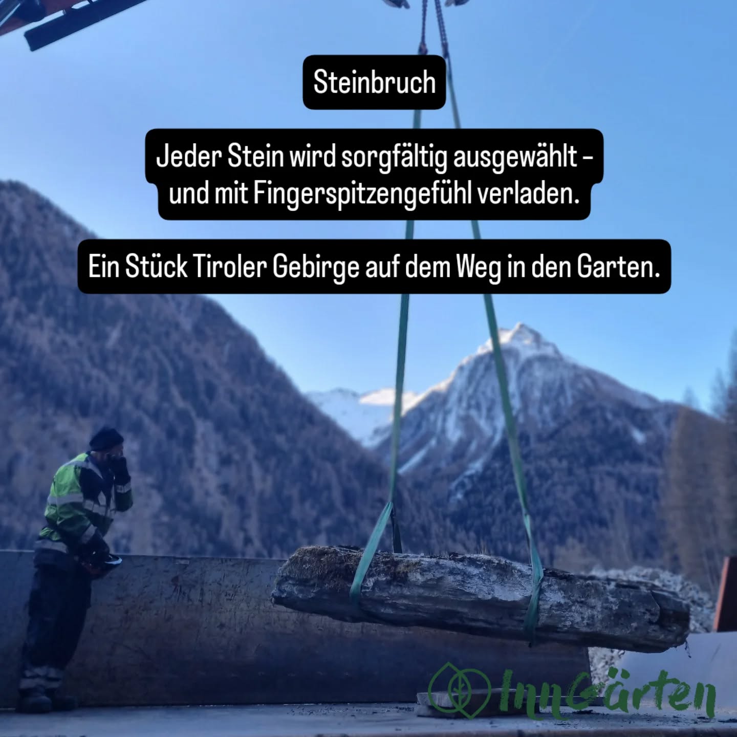 Steinbruch
Jeder Stein wird sorgfältig ausgewählt –
und mit Fingerspitzengefühl verladen.
Ein Stück Tiroler Gebirge auf dem Weg in den Garten.
www.inngaerten.at
#inngaerten #galabau #natursteine #gartenbau #gartendesign #gartenideen #gartenpflege #bepflanzung #pflegeleichtergarten #naturgarten #Staudenbeet #gartengestaltung