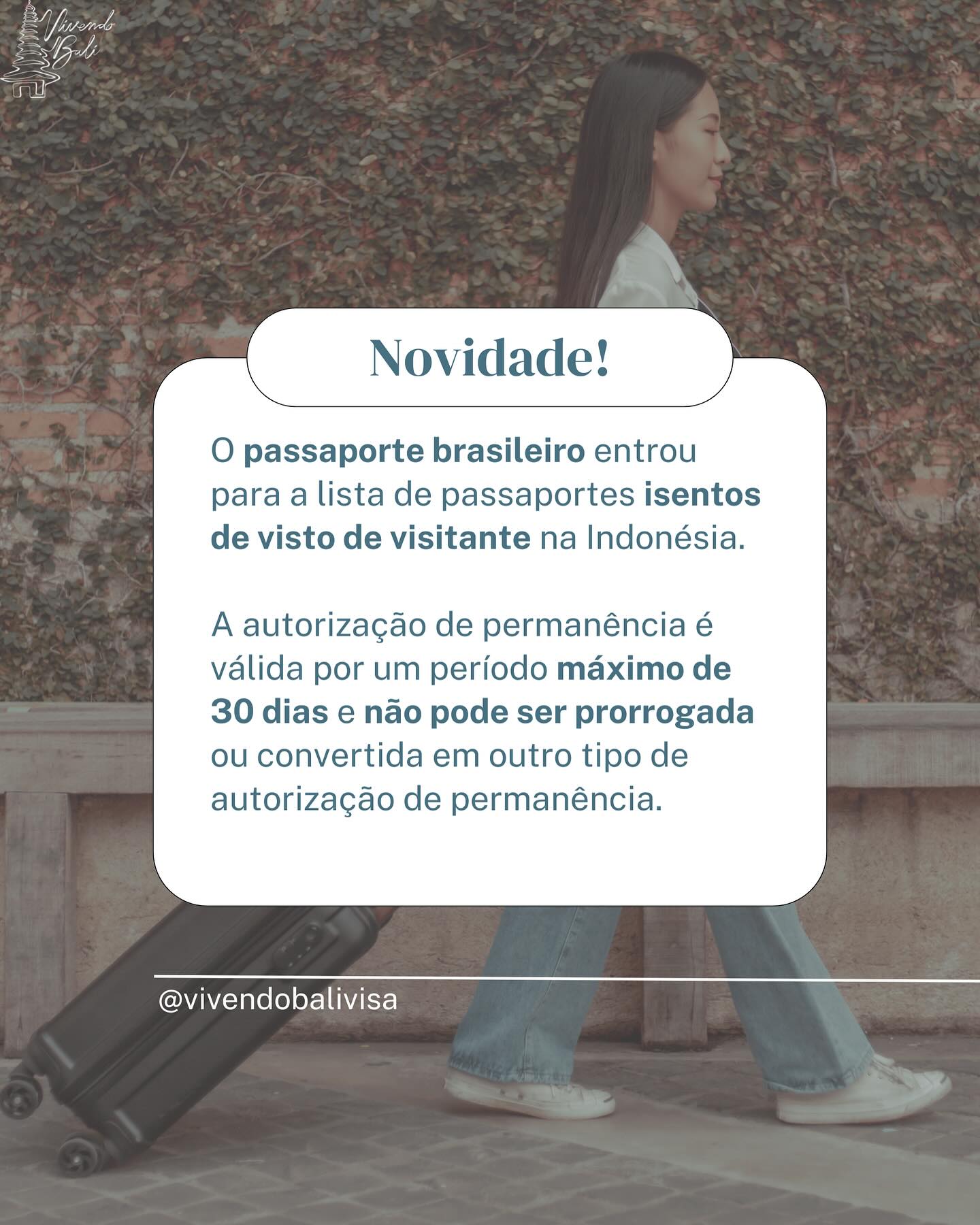 Novidade boa!
Brasileiros não precisam mais pagar visto para visitar a Indonésia por menos de 30 dias.
Mas fique ligado que com essa opção, vocĂȘ nĂŁo pode estender seu visto para mais de 30 dias. VocĂȘ Ă© obrigado a deixar o paĂs em 30 dias.
Quer saber sobre mais opçÔes de vistos? Entre em contato com a gente!
#brasileirosembali #brasileirosnaindonesia #brazucasembali #destinosimperdiveis #viajandopelomundo #mulheresviajantes