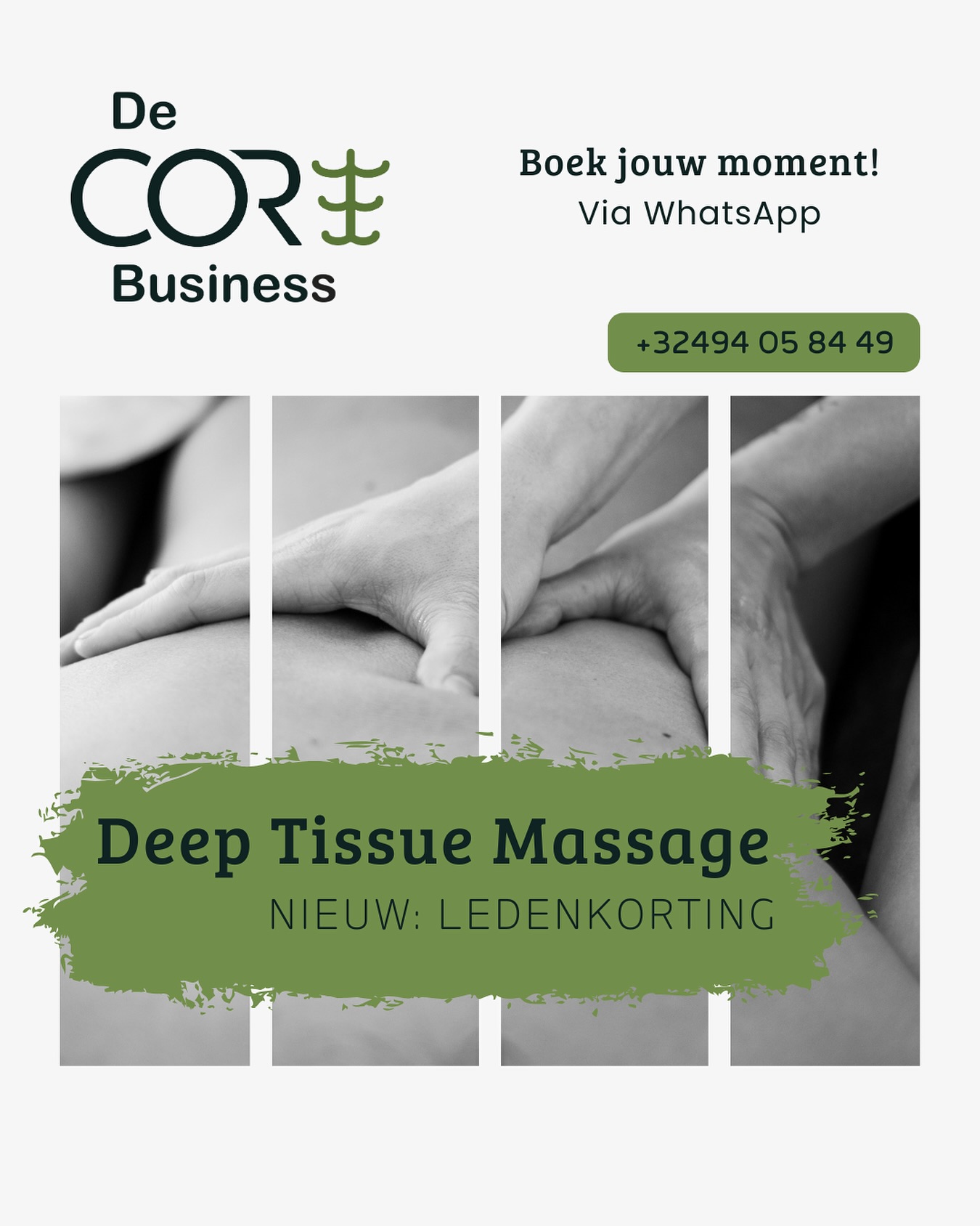 Ben jij lid van De Core Business? Dan train je super hard en heb je wel eens nood aan een diepe weefsel massage. Vraag naar jouw ledenkorting in de studio! Of boek jouw moment via WhatsApp: +32494 05 84 49.
š§info@decorebusiness.be
š»www.decorebusiness.com
šonline / Begoniastraat 34 te Oostkamp
#core #decorebusiness #groupfitness #groupclasses #pilates #oostkamp #reformerpilates #reformerpilatesoostkamp #reformerpilatesstudio #reformerpilatesstudiooostkamp #massage #deeptissue