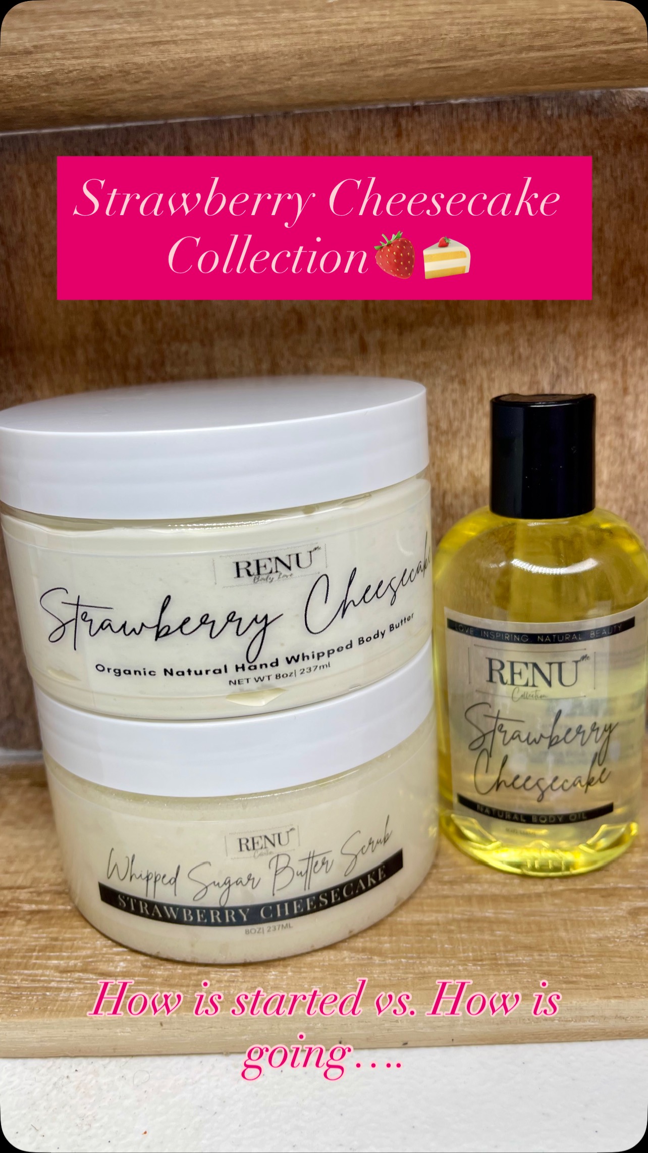 How it started: “My husband can’t keep his hands off me” 😍
…and she had just received her first package with the Strawberry Cheesecake oil and body scrub! 🍓✨
How it’s going: 7 months later… she’s rocking a baby bump and our new Strawberry Cheesecake Body Butter too! 💕👶
From the very first order to now — @planthislove_ been glowing with RENUMe every step of the way.
Pregnant mommy approved and still smelling like dessert! Congratulations on your bundle of joy on the way!!
🩷💙
New Starwberry Cheesecake Body Butter releasing this Fall!!🍓🍰
www.renumecollection.com
#renumeglow #howitstartedvshowitsgoing #mommyapproved #renumecollection #naturalskincare #handmadewithlove