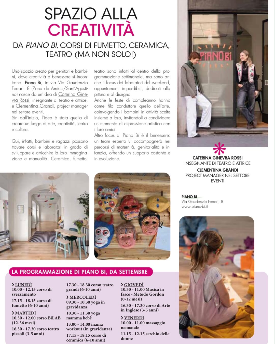 SPAZIO ALLA CREATIVITÀ ✨
Grazie @milanomoms per aver raccontato il nostro programma in partenza dal prossimo autunno 🎈
E grazie a @agnese_bedini e @gin.sengbaby per le bellissime foto di PIANO Bi
Vi aspettiamo con il nuovo programma, in arrivo presto newsletter con tutti i dettagli! 📮