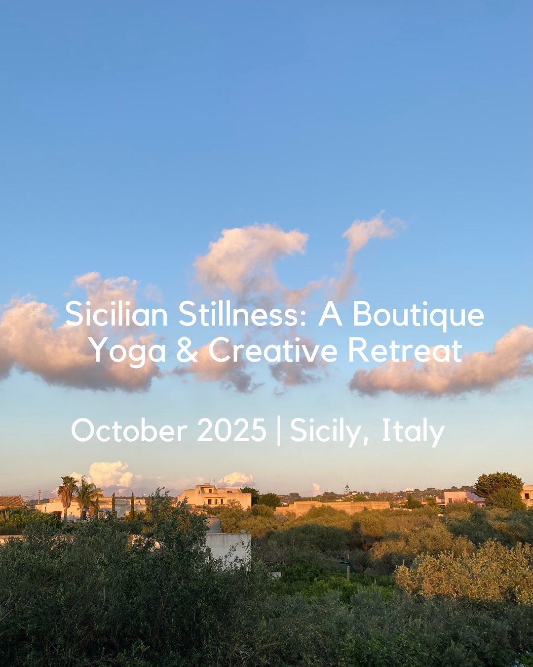 Yoga Retreat in Sicily ☀️
A soul-nourishing escape this autumn…
Join me for 5 restful days in the Sicilian countryside — 2 daily classes (Kundalini, flow & yin), time to journal and draw, creative workshops, homemade food and sunshine!! Small group (5-6 people), spacious days & deep breaths.
✨ Two dates to choose from:
🗓 14–19 October
🗓 21–26 October
Come home to yourself — under olive trees and open skies.
More info & registration via the link in bio 💛
#yogaretreat #gentleyoga #sicilyretreat #yogaretreat2025 #kundaliniyoga #yogainthemediterranean #softliving #kindnesskundalini