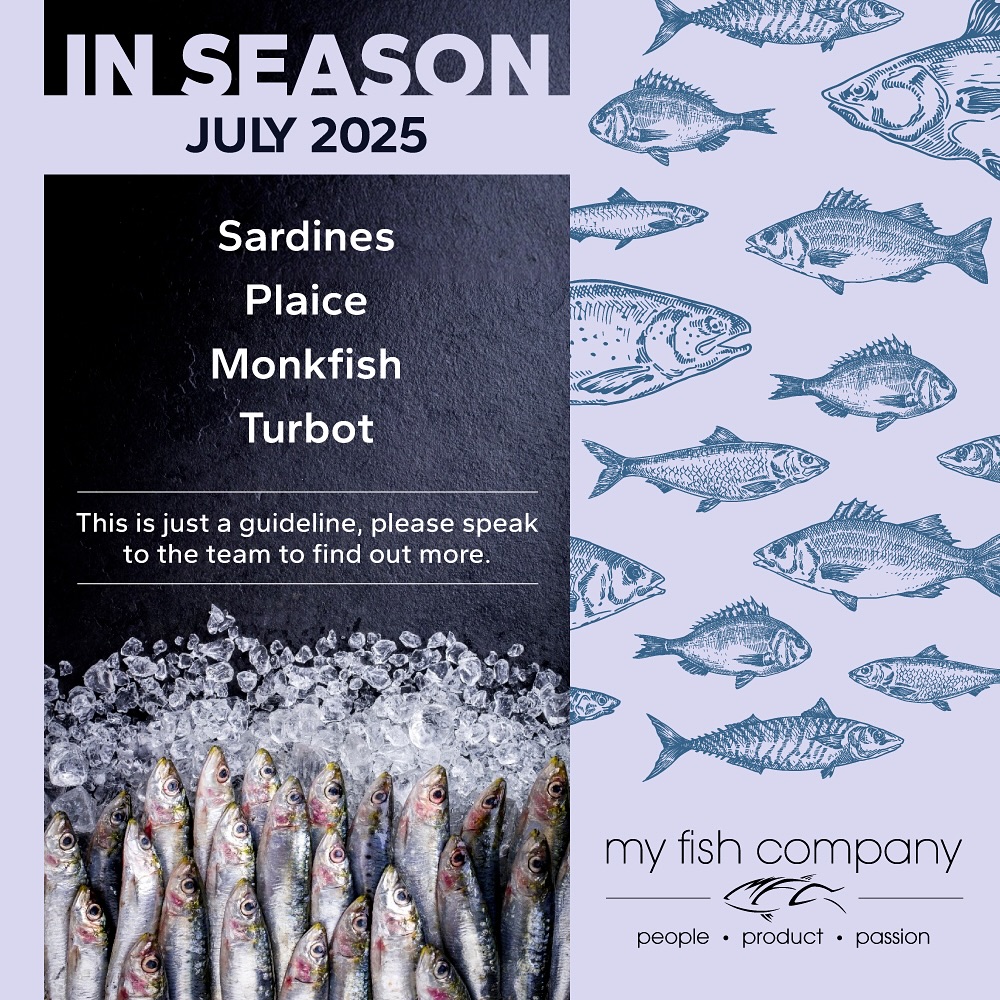 What’s Fresh & Fantastic This Season? Let’s Talk Seasonal Fish for July!
As the summer sun shines bright, so does our selection of incredible seasonal fish. This July, we’re celebrating some absolute gems from the British waters that are simply at their peak.
✅ Sardines: Fresh, flavourful, and fantastic on the grill, these little powerhouses are perfect for a light summer starter or main.
✅ Plaice: With its sweet, mild flavour and tender flakes, it’s a versatile fish that’s brilliant pan-fried or baked. A real crowd-pleaser!
✅ Monkfish: A truly superb choice this month. Its firm, meaty texture and sweet taste make it a fantastic choice for your menu.
✅ Turbot: The king of the flat fish! This luxurious fish boasts an exquisite flavour and firm, white flesh, making it a showstopper for any occasion.
Choosing seasonal fish means you’re getting the best quality and flavour, often at their most abundant.
Ready to get your hands on these incredible catches? Get in touch with your Account Manager or call the office to find out more.
*Note – all products are subject to availability, after all they are wild!
#MyFishCompany #SeasonalFish #FreshFish #Sardines #Plaice #Monkfish #Turbot #SustainableSeafood #SupportBritishFishing #WhatsOnYourPlate #SeafoodLover #Fishmonger #catchoftheday