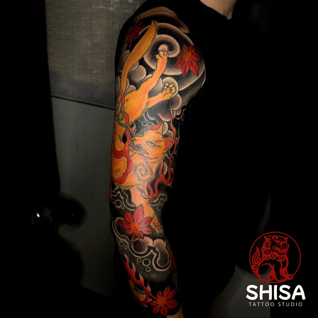 Kitsune — the shapeshifting fox.
.
.
.
#kitsunetattoo #irezumi #japanesetattoo #foxspirit #tattooartist #kitsunevibes #folkloretattoo #yokai #statenislandtattoo #maplewoodnj #shisatattoo #njtattooartist #nyctattoo #japanesemythology