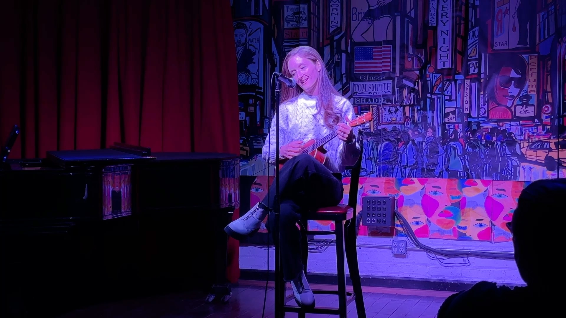 On the Spot was the ideal place to try playing ukulele in public for the first time back in March. Sharing here because I think this song is pretty and perfectionism is pointless. Do check out @onthespotnyc ! They create an improvised musical from scratch each week, working around surprise songs guest artists like me bring in, and creating their own songs too. They are freaking hilarious and, to someone like me who finds improvising rather frightening, awe-inspiring. I'm excited to go back later this year!
Also I don't know why it looks like my face is sweaty because it was winter and I don't recall being warm 😆
I want to blame this string of belated posts on my computer dying around the time these events occurred (which did indeed happen) but the truth is I simply am not good at keeping current on updates because I don't like to talk about myself. If you're here reading this, I'm sending you all my best wishes 🥰