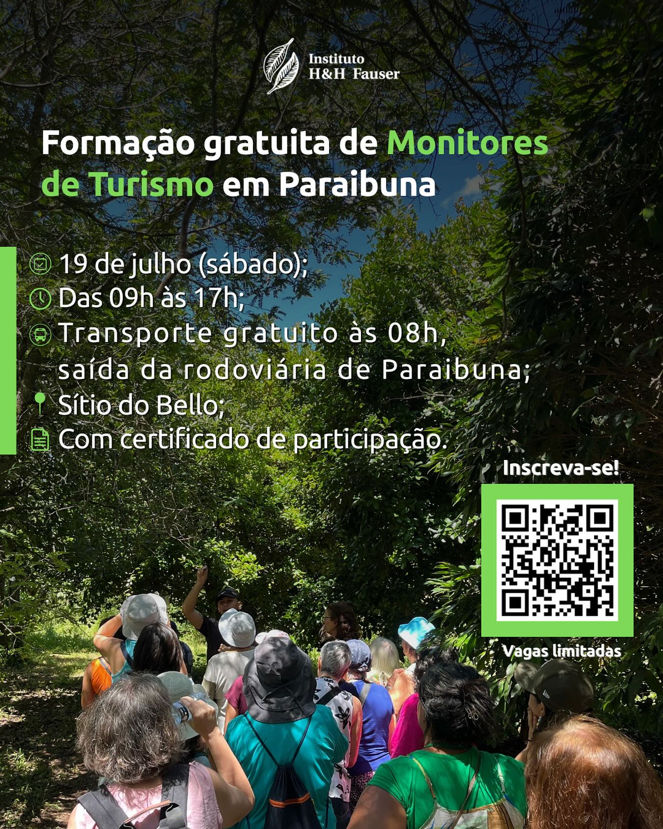 Quer aprender mais sobre turismo receptivo, natureza e frutas nativas da Mata Atlântica? 🌿
Vem aí uma formação gratuita para monitores de turismo, no dia 19/07 (sábado), das 09h às 17h, no Sítio do Bello!
📍 Transporte gratuito incluso (saída às 08h da rodoviária);
📜 Emissão de certificado para participantes;
🤝 Dinâmicas, atividades práticas no campo e muito aprendizado sobre turismo e biodiversidade!
Inscrições até o dia 17/07 via formulário (QR code ou link na bio).
As vagas são limitadas, então corre e garante a sua!
#ihhfauser #valedoparaíba #paraibuna #formação #monitor #ong #turismo #turismoregenerativo
