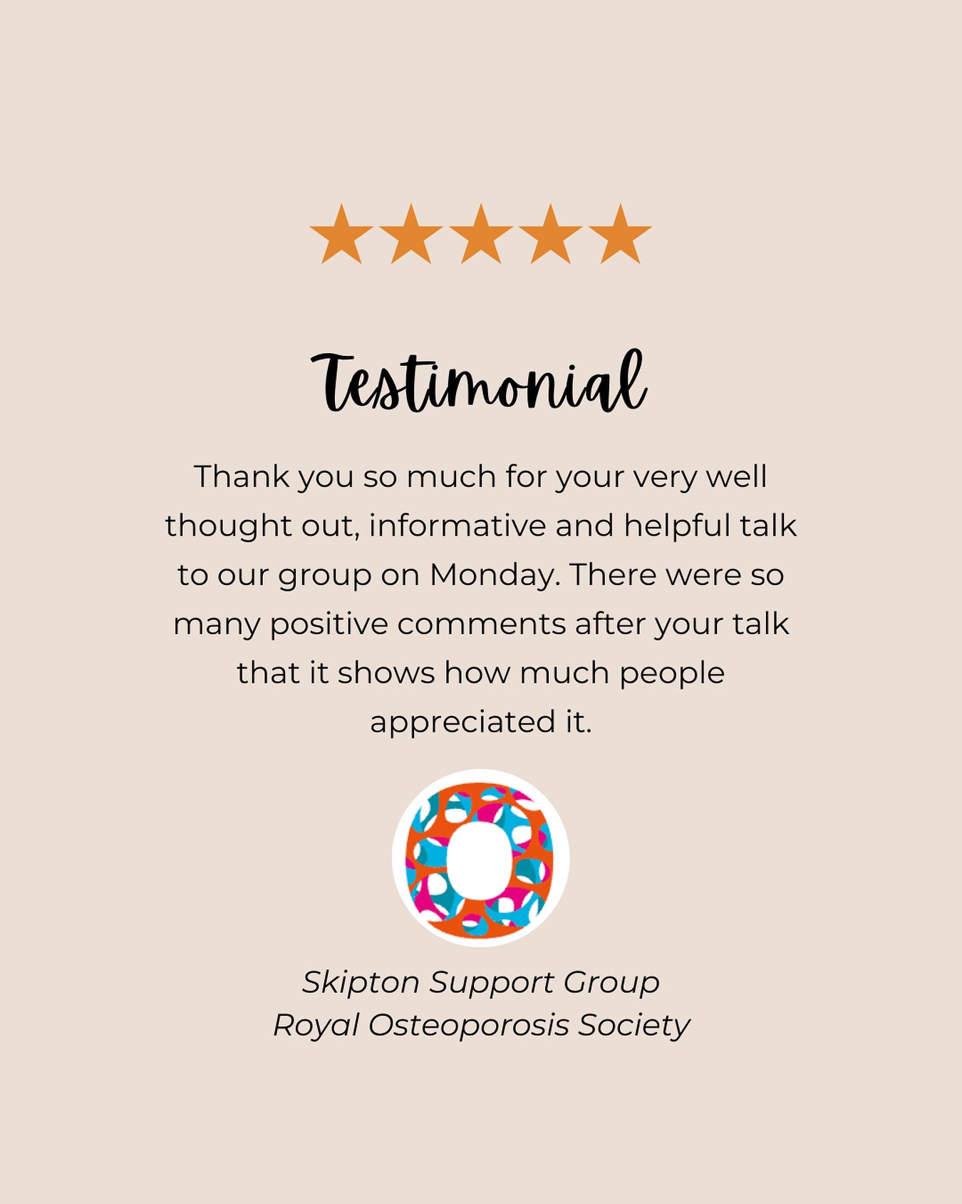 A few weeks ago I was invited by the Royal Osteoporosis Society support group in Skipton to present a talk on nutrition for bone health. I really enjoyed putting the talk together and it’s always nice to hear positive feedback. It’s definitely inspired me to look for more opportunities to speak to groups and support my community.
#skipton #yorkshirenutrition #yorkshiresmallbusiness #nutritionaltherapy #bonehealth #royalosteoporosissociety #osteoporosis