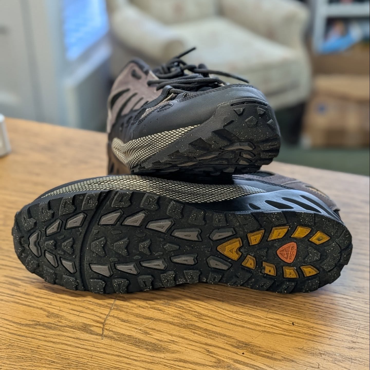 A pair of Nike ACG trainers getting a vibram walking upgrade
#shoerepair #nike #cobbler #trainerrepair #vibram #vibramsoles