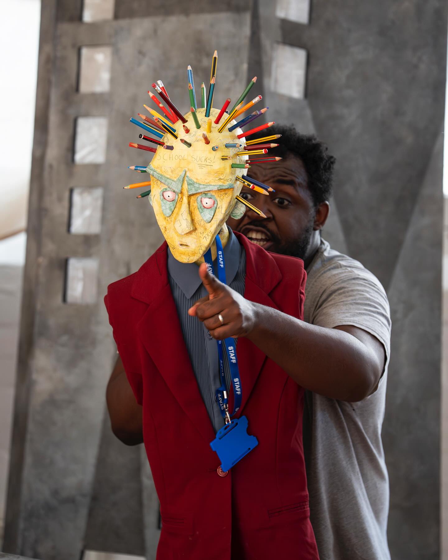 FROM PAGE TO STAGE: Designing the Miss Coo puppet for Overheard in a Towerblock. Meet Miss Coo – the frazzled supply teacher having one of those days. Her paper-thin patience shows in a face made from torn-up exercise books, with a pencil-splintered hairdo that says it all.
#puppet #puppets #puppetmaking #puppetsofinstagram #puppetry #puppetmaking #puppetdesign #theatre #theatredesign #theatredesigner
Co designed by myself @buddyollie and Daniel Southwell.
Puppet made and constructed by the design team at @littleangeltheatre and performed by the formidable @el_clarkeo.
Overheard in a Towerblock is written by @josephcoelhoauthor and directed by Sam Lane.