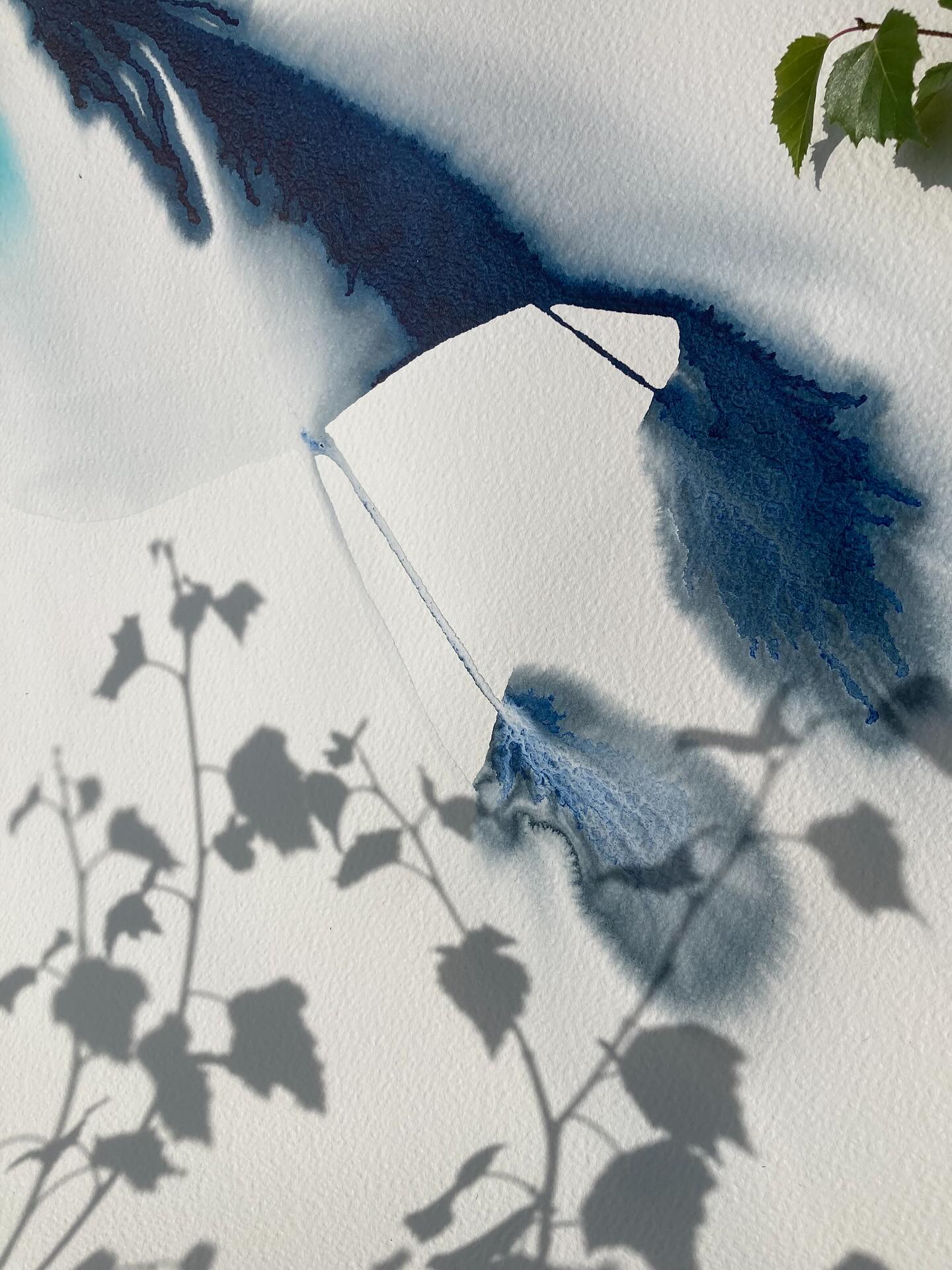 Another dipping into the torrent day, letting the water play with the paper. Hanging out to dry on the trees created another layer of interest.#pleinairartist#drawing#elemental#waterdrawing#chamonix#