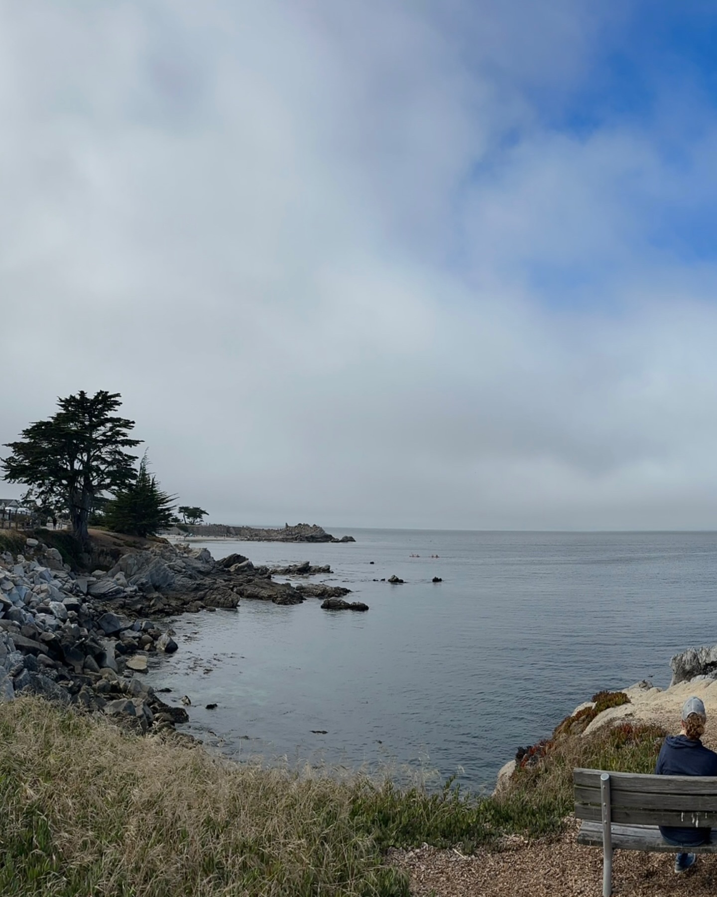 ➡️ Swipe for panorama: ☁️ Pacific Grove to ☀️ Monterey. Unedited. Some days, the fogline is just this dramatic.