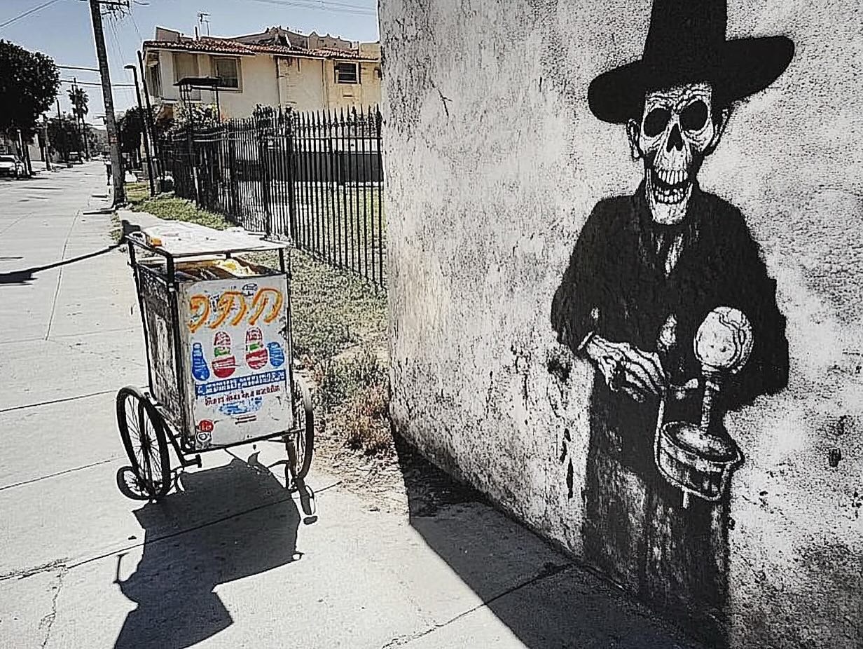 I’ve been working on a song about the palatero who was kidnapped by ICE while pushing his ice cream cart through the neighborhood. ICE just grabbed him off the street and left his cart abandoned on the sidewalk. I thought we had enough criminals in this country without our taxes being taken to pay for more thugs on the streets. #palatero #ice