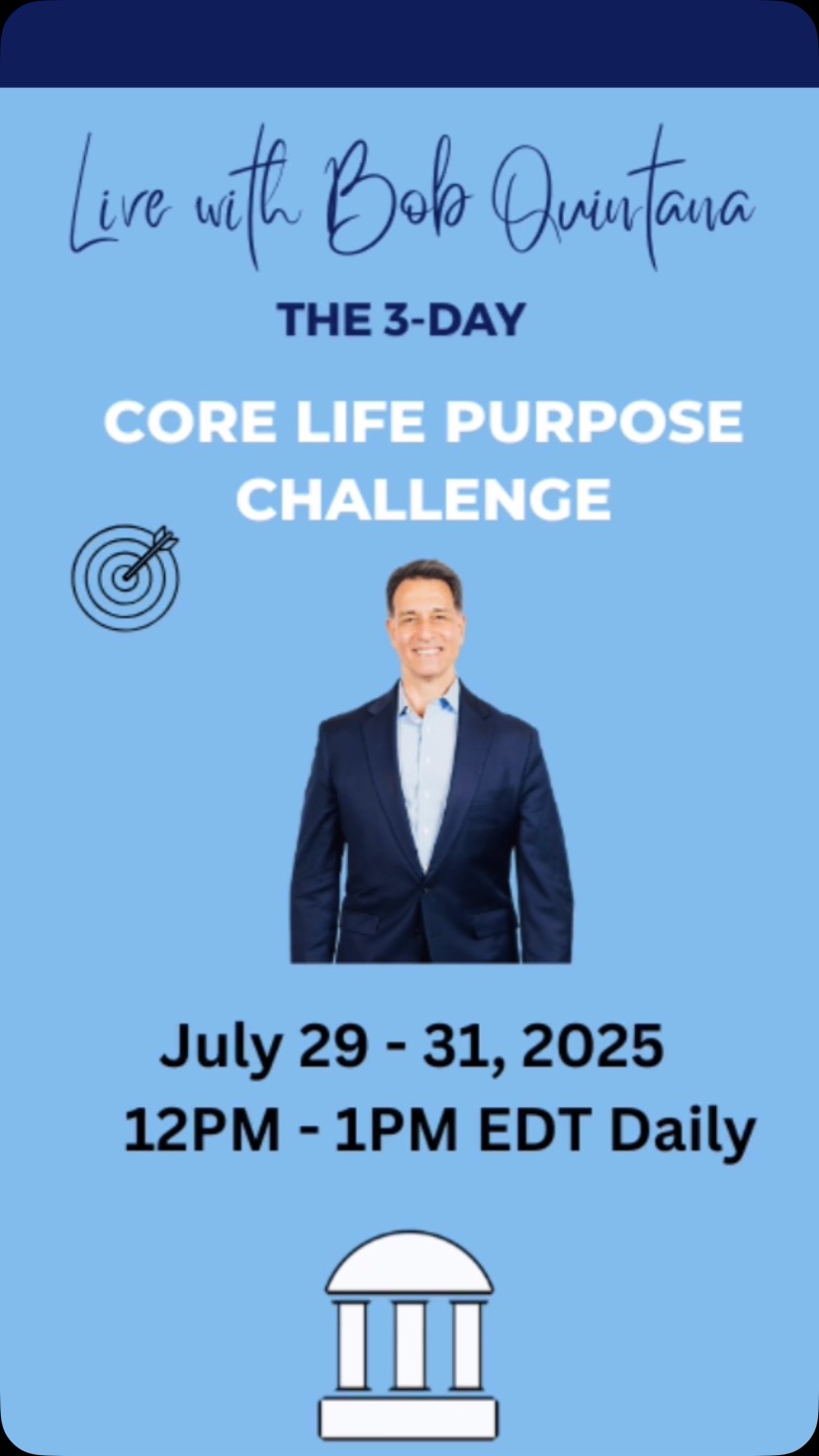 Attention all seekers! My Honey 🍯 recently finished writing ✍️ his book 📕 after 3+ years. He’s sharing the first module of it Free — Live Online — July 29-31 @ 12-1PM EDT. Come join the conversation. Register at:
https://bobquintana.com/clp-challenge/