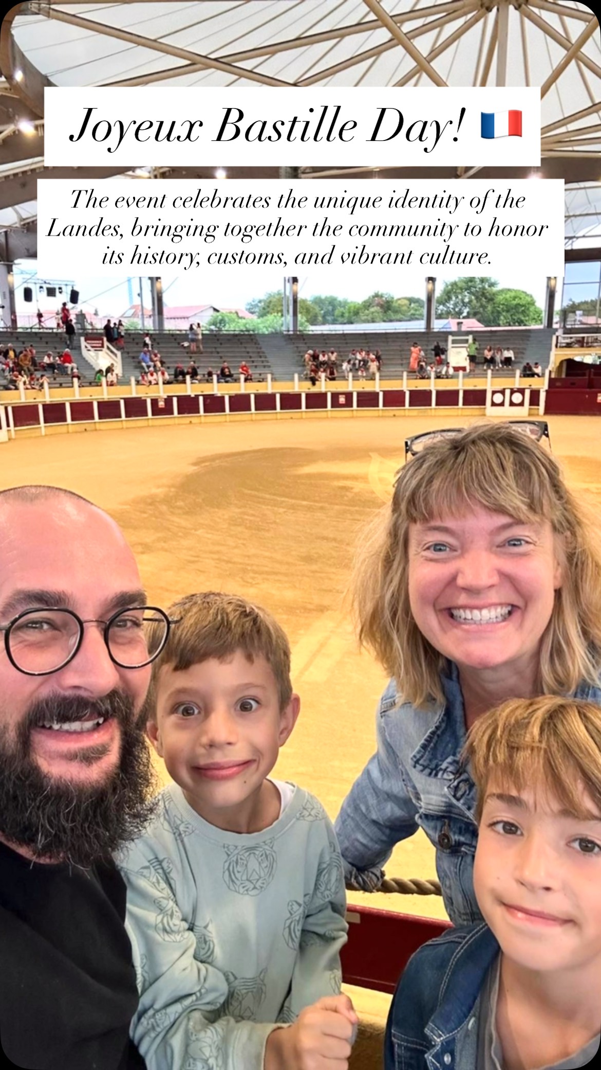 🎉 Joyeux Bastille Day! 🇫🇷 Celebrating with the family in the beautiful Landes while watching Landes Emotions Parentis. Today, we honor the spirit of liberty and unity that defines our French heritage. The event celebrates the unique identity of the Landes, bringing together the community to honor its history, customs, and vibrant culture. It’s an opportunity for both locals and visitors to experience the warmth and charm of this beautiful region. #BastilleDay #LandesEmotions #FamilyTime