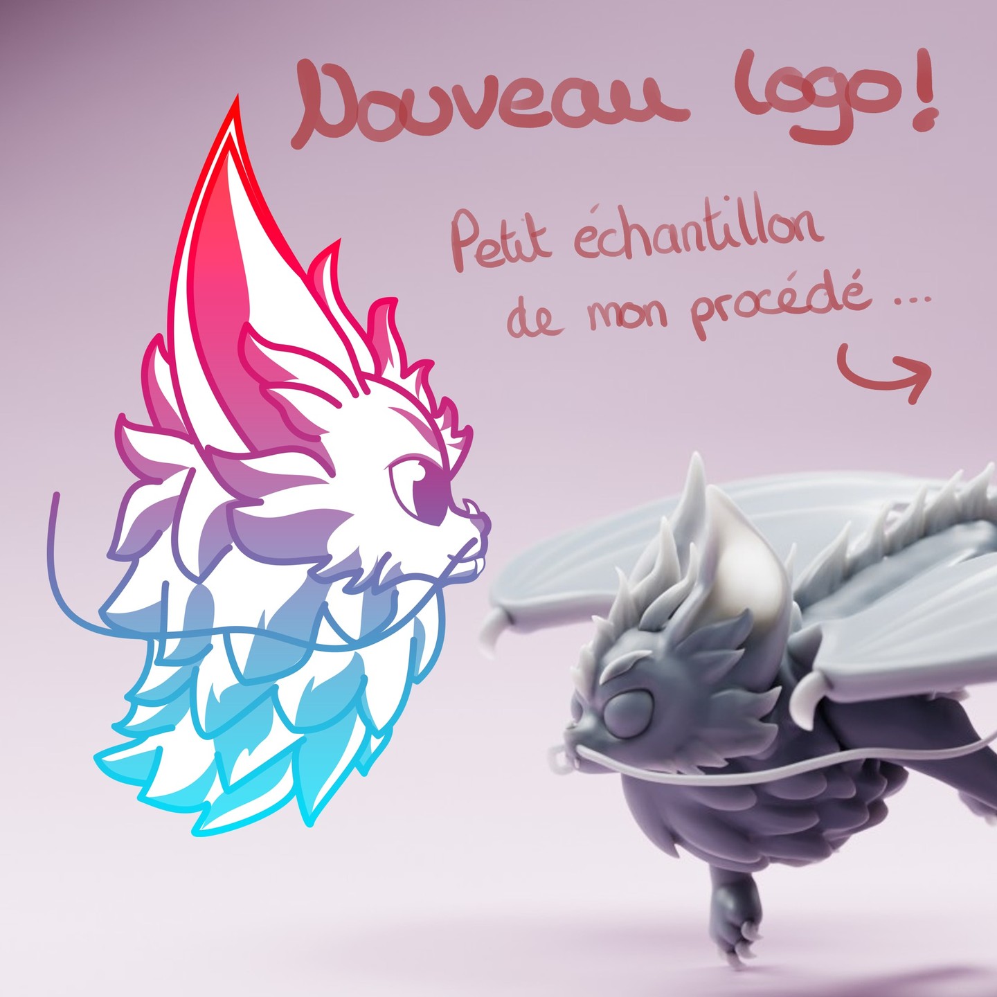 ... Qui dit nouvelle mascotte dit nouveau logo ! 💫
L'ancien faisait un peu "fouillis" selon moi, car je n'avais pas utilisé la même technique que pour celui-ci ! Je propose donc un petit résumé de mon procédé de création de logo...
J'espère que cela vous plaira ! 😁
#dragon #3d #3dmodel #3dmodeling #3DSculpting #fantasy #fantasyart #creature #creaturedesign #creation #mignon #kawaii #logo#logodesign #vector #vectorillustration #inkscape #design