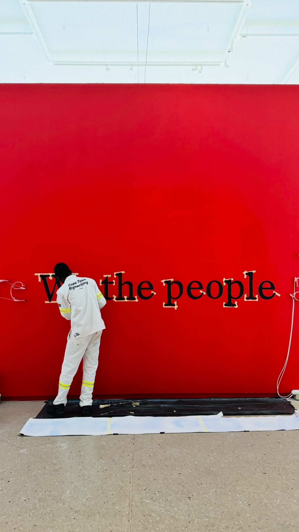 We recently had the privilege to hand-paint the "Batho ba me" (2020) installation by Lerato Shadi, that forms part of the 'We, the people: 30 Years of Democracy in South Africa' exhibition currently on show at the Norval Foundation, curated by Liese van der Watt and supported by Carmen Joubert. The exhibition runs from 6 December 2024 until 22 November 2025. Go see it. @studio.leratoshadi @norvalfoundation @london_art_briefs .
.
.
.
.
.
#signwriting #sign #signpainting #signwriter #signage #1shotpaint #paint #painting #handdrawn #handlettering #handpainted #alwayshandpaint #lettering #typography #letterart #typographyinspired #casuallettering #script #type #cttype #letteringworkshop #capetown #capetownsignwriting