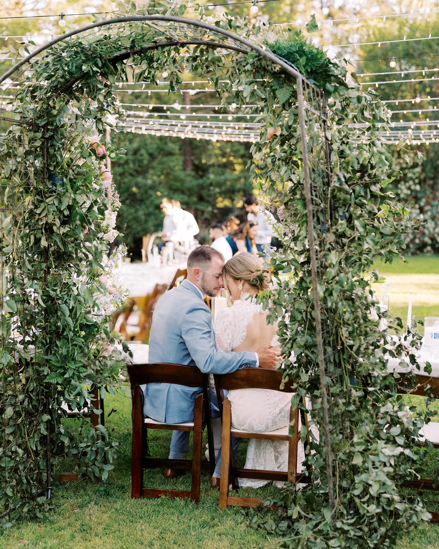 A little bias, but your reception under a canopy might be absolute favorite! #stockroompicks PICKS: Canopy of lights • Fruitwood chairs • Homestead tables