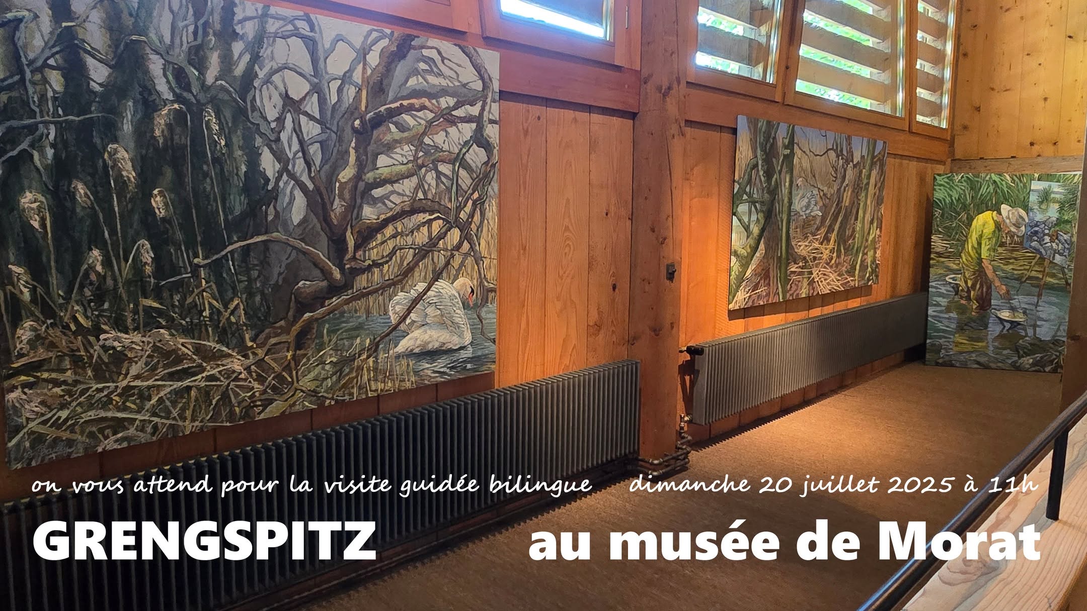 Bonjour,
On vous attend pour la visite guidé bilingue, dimanche 20 juillet 2025 à 11h au Musée de Morat.
GRENGSPITZ
Bernard Bailly, Janet Bailly, Josiane Guilland