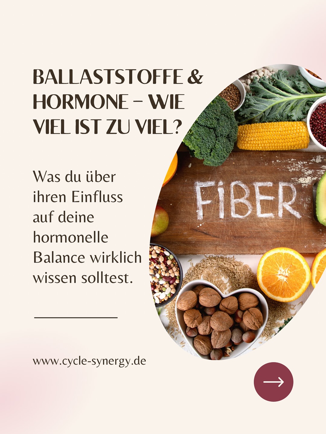 Ballaststoffe sind echte Multitalente – gut für Verdauung, Blutzucker und mehr. Allerdings gilt auch: mehr ist nicht unbedingt immer besser.
Einige Studien deuten darauf hin, dass sehr hohe Mengen (über 40–50 g pro Tag) mit hormonellen Veränderungen oder Zyklusverschiebungen verbunden sein könnten – vor allem, wenn der Östrogenspiegel ohnehin niedrig ist.
✅ Empfohlen werden ca. 25–35 g Ballaststoffe täglich – aber weißt du, wie viele du wirklich zu dir nimmst?
📝 Mehr dazu (inkl. Studien) findest du im aktuellen Blogartikel!
#Ballaststoffe
#Zyklusgesundheit
#Hormonbalance
#frauengesundheit
