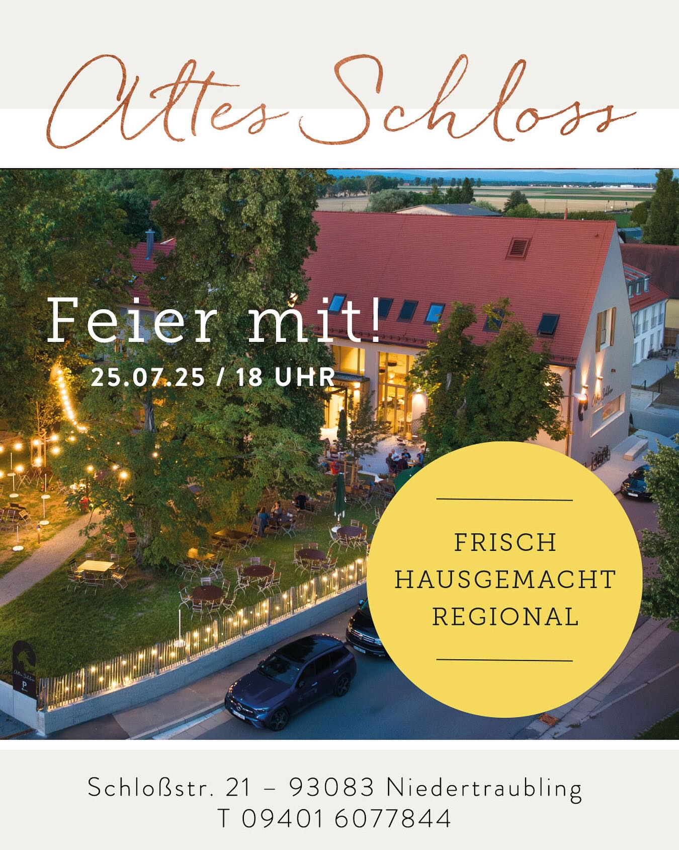 Wir feiern am Freitag, den 25. Juli 2025 mit Live-Musik, der halben Kneitinger für € 3,- & bayerischer Küche.
Bürgermeister Rudi Graß zapft das erste Fass Kneitinger um ca. 18 Uhr.
Feier mit!
Deine Brauerei Kneitinger mit den Wirten
Mihaela Scutca & Rean Hadzhihasan
#AltesSchloss
#Niedertraubling
#Kneitinger
