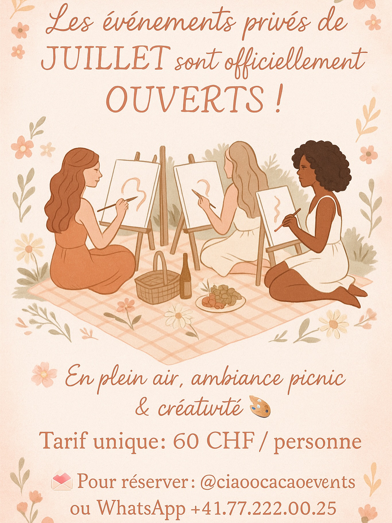 ✨ Privatisez votre moment créatif !
Idéal pour un anniversaire, une baby shower, un EVJF, une sortie entre filles, un team building ou un rendez-vous en amoureux 💫
Chaque réservation est possible dès 2 personnes. 🎨🍷
Geneve & Vaud 🇨🇭
✨ Make your creative moment private!
Perfect for a birthday, baby shower, bachelorette party, girls’ night out, team building or a romantic date 💫
Bookings available from just 2 people. 🎨🍷
#genevaart #geneveactivity #genevelake #sip&paintGenève