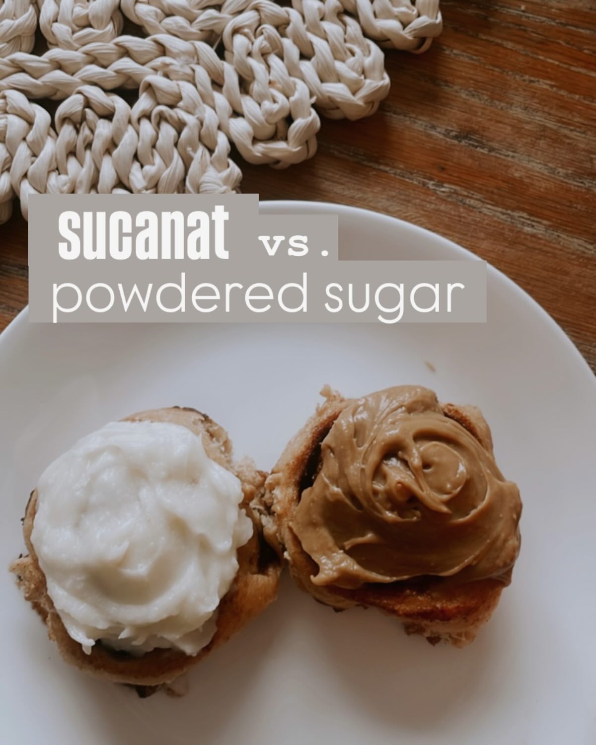 Sucanat is definitely healthier than powdered sugar (far less processing - retaining some amount of nutrients found in the original sugar cane). It’s a pinch milder flavor. We use it in place of granulated sugar in every recipe that calls for sugar. However my family is split on using it in icing! If you stop by open house tonight and get a chance to try a FRESH MILLLED cinnamon roll with powdered sucanat icing please let us know your thoughts!
#teamsucanat #teampowderedsugar #freshmilled #healthysweets