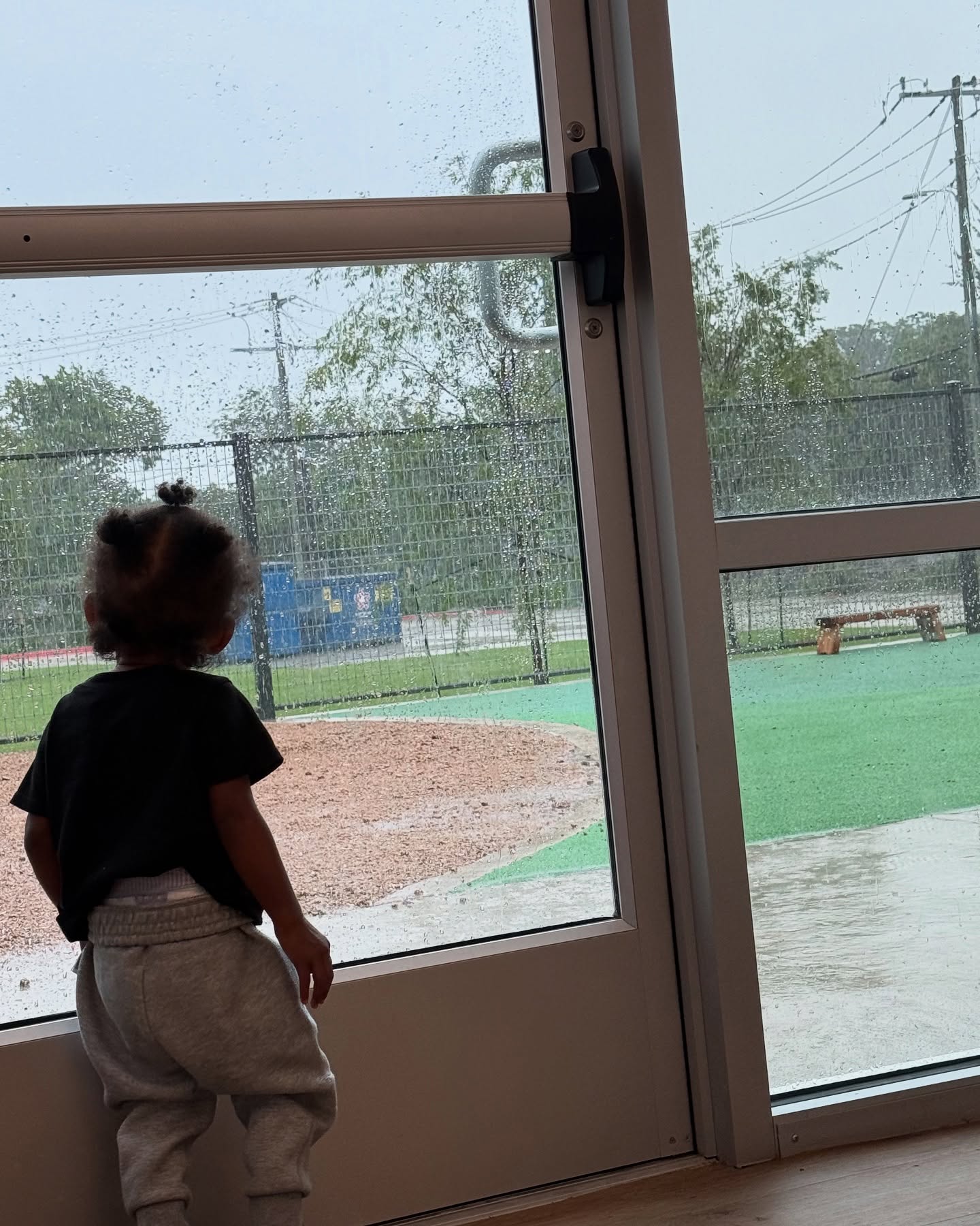 Rainy day blues at daycare….playground plans on pause! ☔️🧸