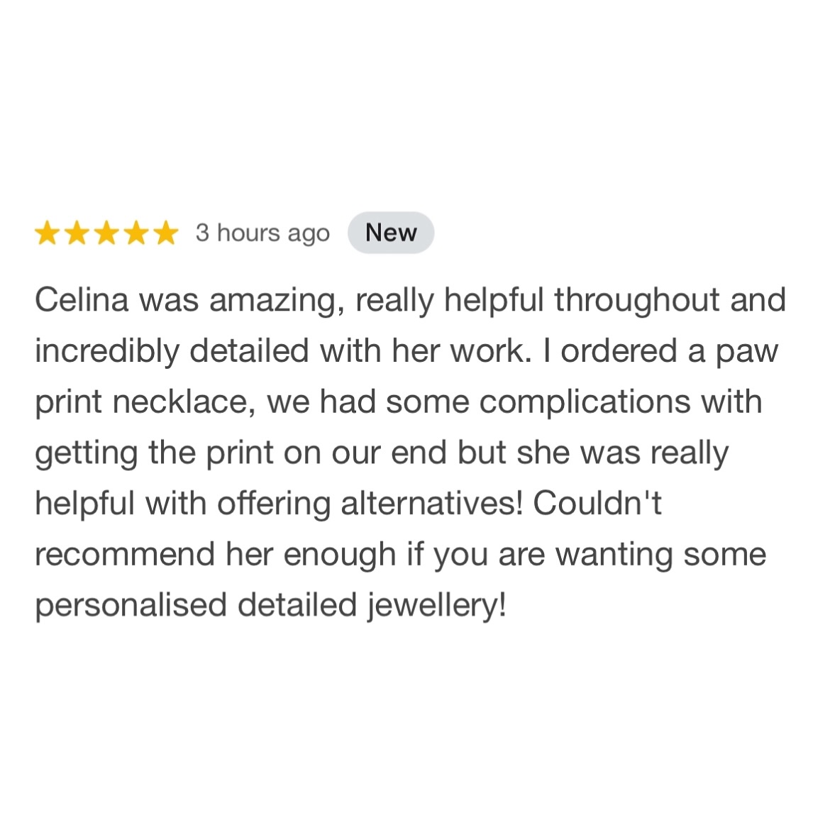 A lovely review about my paw print pendants 🐾 thank you! ☺️