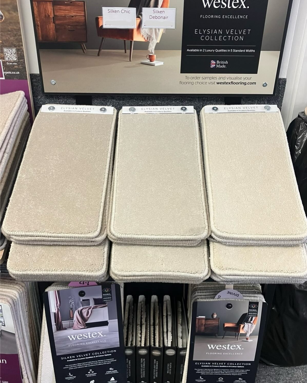 After a good chat with our friends @westexflooring they promptly delivered a display stand complete with carpet books for their quite sumptuous velvet effect man-made collection of carpets in the Elysian range...
A perfect collection of neutral tones in their usual perfect quality... Please do take some time to pop in to view....deals are available on 9mm thick foam underlay with free carpet grippers..
#carpetdealsuk #elysian #carpetvelvet #carpetinspiration