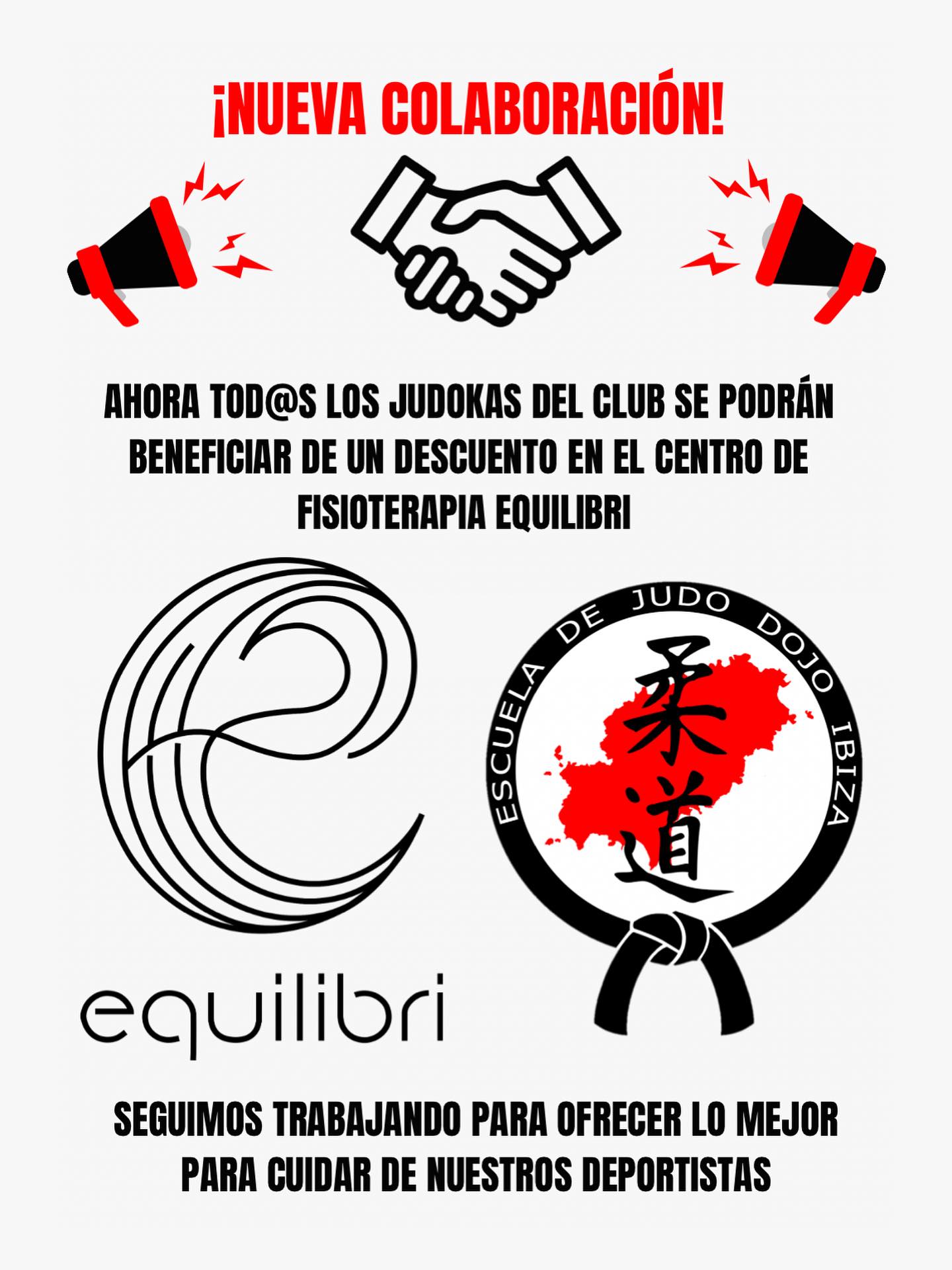 Muy buena noticia! Ahora tod@s los judokas del club podrán tener un descuento en @equilibrifisioterapia.eivissa
Cuidar de nuestros deportistas es una prioridad, y en equilibri estarán en las mejores manos para mantenerse en plena forma!