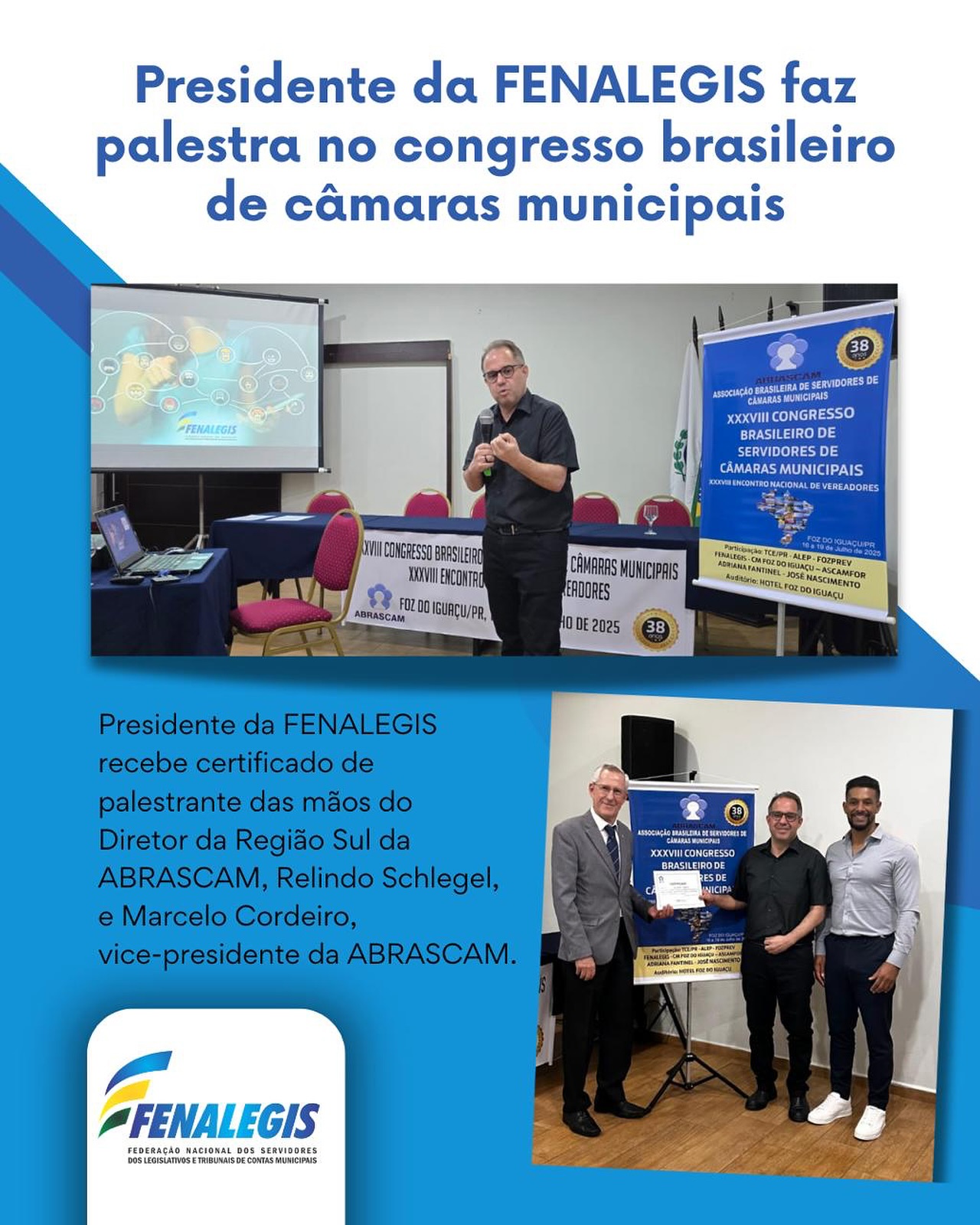 No dia 17/07, o presidente da FENALEGIS, Eduardo Carrion, participou como palestrante do 38º Congresso Brasileiro de Servidores de Câmaras Municipais, e destacou a atuação da federação junto aos legislativos municipais e sindicatos de todo o país. Um momento importante de troca, de fortalecimento e de valorização dos servidores de Câmaras. Tudo o que a FENALEGIS acredita e defende!
“Foi gratificante compartilhar um pouco do nosso conhecimento e também colocar a federação à disposição de todos os servidores e vereadores do Brasil”, disse Carrion.
.
.
#CongressoDeServidores #CâmarasMunicipais #abrascam #LegislativoMunicipal #ServidoresPúblicos #FENALEGIS