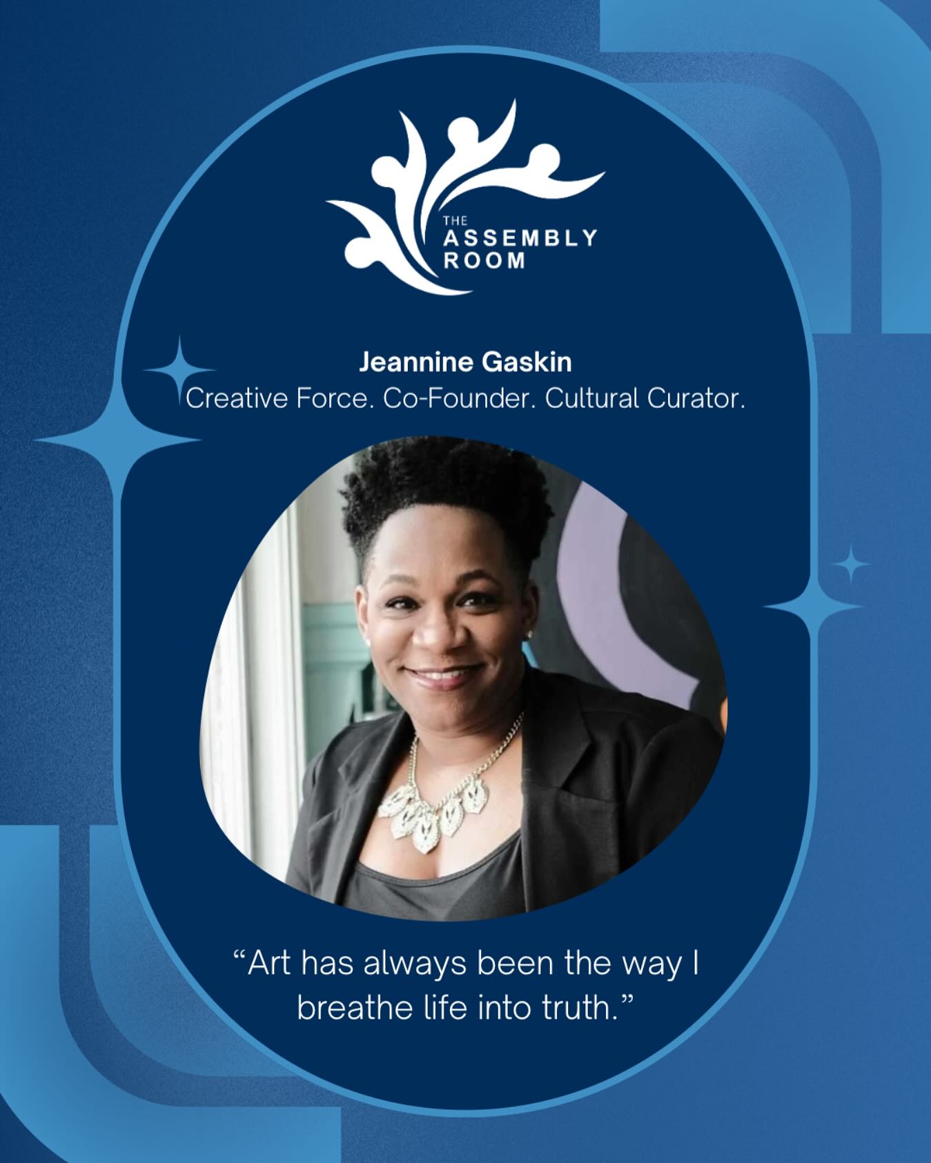 Jeannine Gaskin is one of the visionaries behind The Assembly Room, a creative force with a deep belief in the power of art to elevate stories that often go untold.
An experienced performer, educator, and cultural strategist, Jeannine has spent years building spaces where Black and Brown voices are not just heard, but celebrated. From stage to classroom to community, her work invites others to remember, reimagine, and rise.
Her magic lies in her ability to blend history, artistry, and heart; always centering love, truth, and liberation.
Jeannine is not just co-founder.
She’s the spark.
#JeannineGaskin #CreativeCurator #CulturalLeadership #TheAssemblyRoom #WhoWeAre #BlackWomenInTheArts #StorytellingForChange