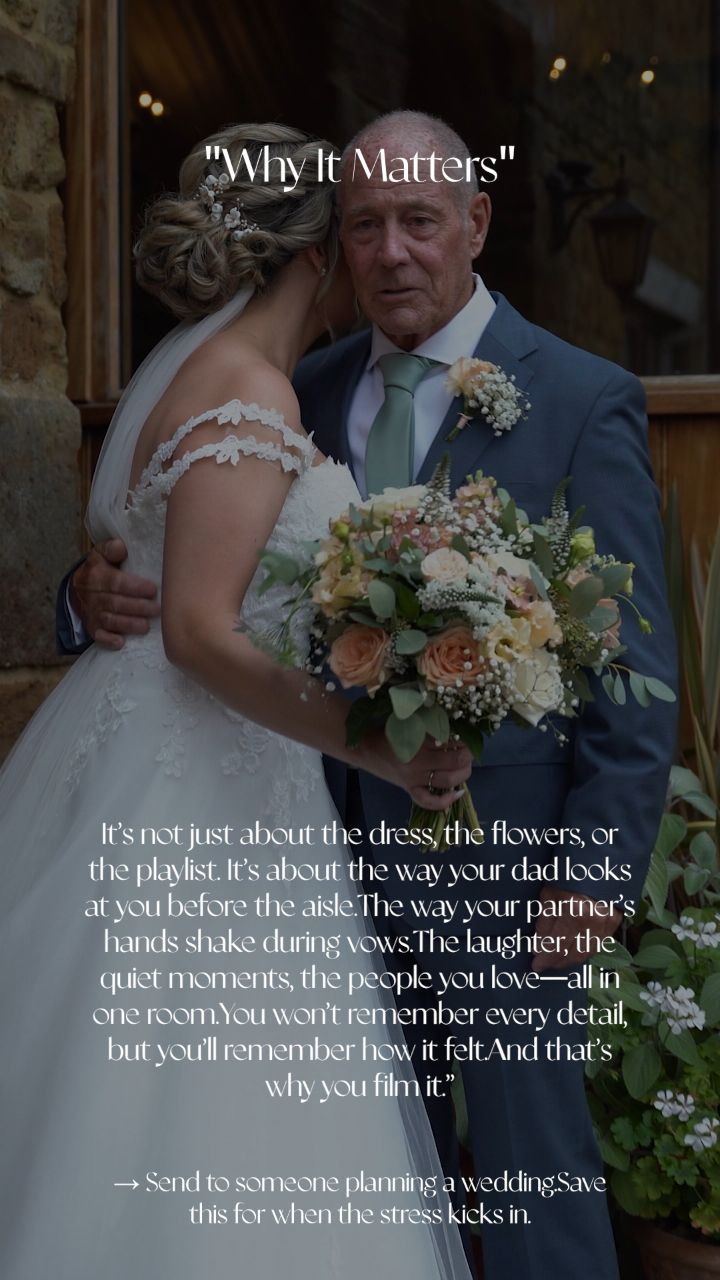 "Why It Matters"
It’s not just about the dress or playlist (though both can make or break the dance floor).
It’s your dad trying to hold it together… and failing.
It’s the shaky vows, the rogue happy tears, and Uncle Dave filming sideways on his phone.
That’s why I’m here — to actually capture it properly 😉
🎥 Because memories deserve better than Uncle Dave’s camera roll.
💬 Tag a couple who needs this reminder.
#WeddingVideography #AirisFilms #WhyItMatters #EmotionalWeddings #CinematicWedding #UncleDaveStayHome