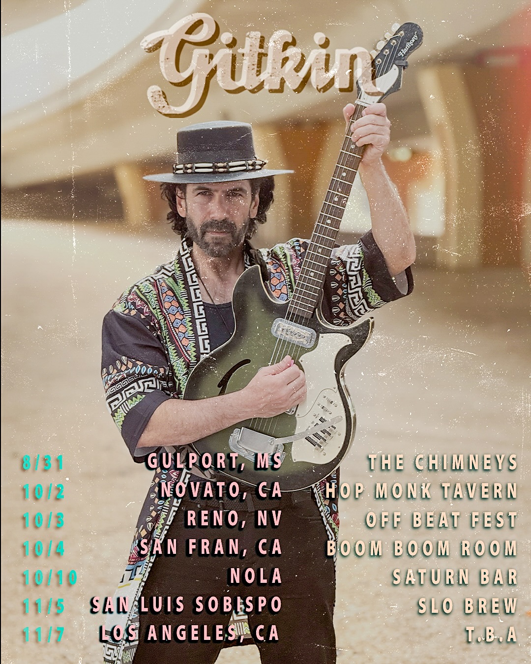 Thrilled to announce some select upcoming shows!
8/31 Gulfport, ms @chimneys1640
10/2 Novato, Ca @hopmonknovato
10/3 Reno, NV @offbeatfest
10/4 San Fran, Ca. @boomboomroomsf
10/10 Nola @thesaturnbar
11/5 SLO, Ca. @slobrew
11/7 Los Angeles T.B.A.
On 10/2 I’ll be joined by @theblanktapes
@combotezeta
@_washduke 🥁
@simonmoush 🎹
📷 @kofflerpics