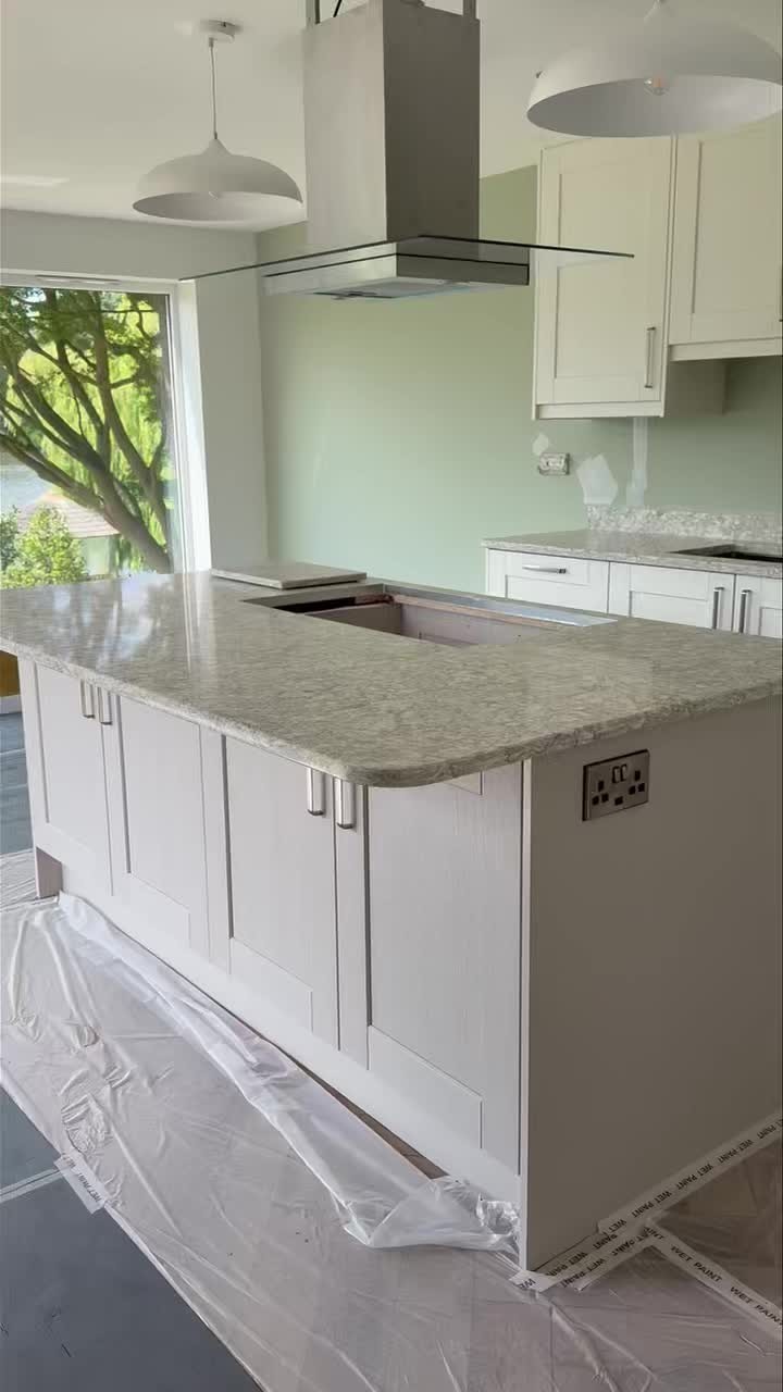 Qstone Arctic Storm worktops fitted in Alsagar