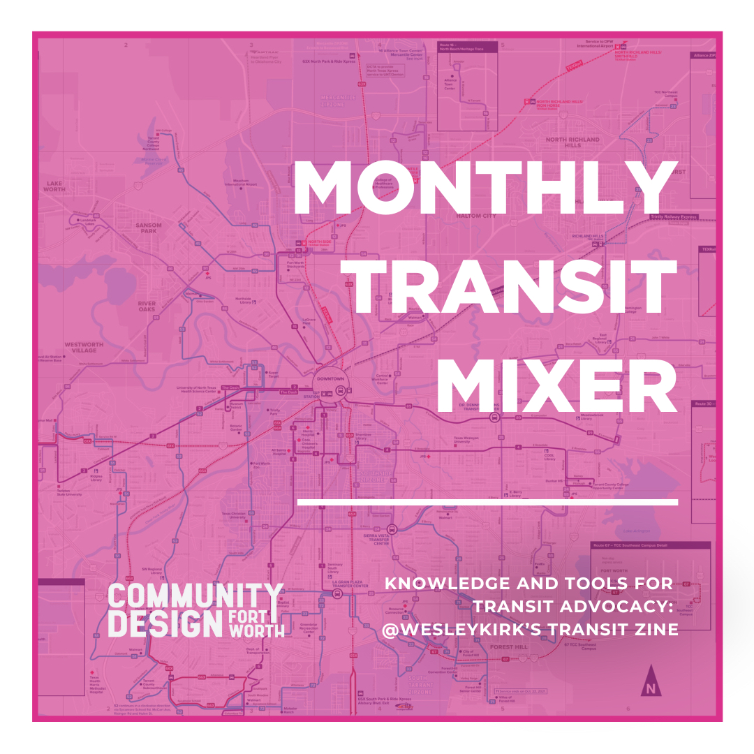 Zines are back and better than ever.
Join board member Wesley Kirk tomorrow at Acre Distilling for a discussion surrounding his Transit Zine!
Jam-packed with pointers and advocacy tidbits, this zine is a field guide to Fort Worth’s public transit system.
Event details:
Time: 4:30-6:30 PM
Location: 1309 Calhoun Street, Fort Worth, TX 76102
Format: Come and Go
Our team at CDFW is looking forward to seeing you there.
Map Credit: @ridetrinitymetro
#communitydesignfortworth #zinestagram #fortworthtransit #fortwortharts #alternativemedia