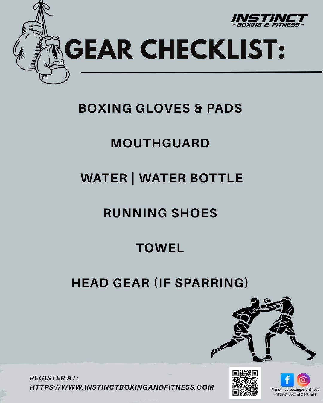 🥊 BOXING GEAR CHECKLIST 🥊 🚨 Make sure you are prepared!
We do not supply boxing gloves at the gym, so please ensure you have your own before attending your first session. 📍 Unit 7, 821 South Western Hwy, Byford
🖱️ More info & sign-up: www.instinctboxingandfitness.com
#BoxingGearChecklist #InstinctBoxing #ByfordFitness #BoxingPrep #WhatToBring #BoxingForBeginners #TrainSmart #BoxingGearReady
