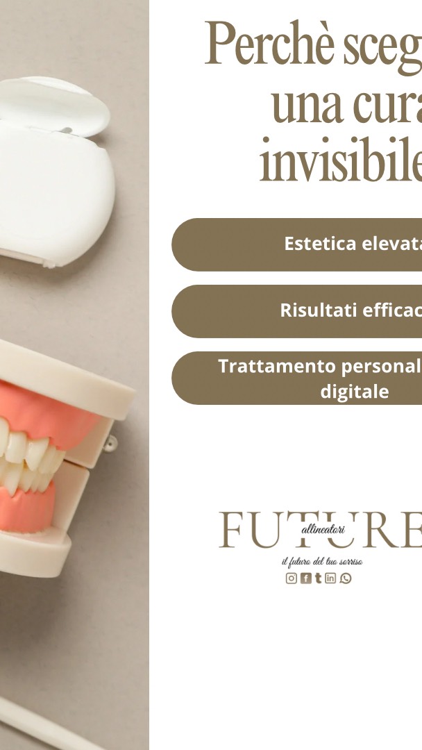 🦷 Perché scegliere una cura invisibile? Scopri il futuro del tuo sorriso 😁✨
📌 Lo sapevi che puoi allineare i denti senza che nessuno se ne accorga?
Con gli allineatori invisibili Future, ottieni molto più di un bel sorriso:
✅ Estetica elevata – Dimentica fili e ferretti! I nostri allineatori sono trasparenti, discreti e comodi.
✅ Risultati efficaci – Allineamento preciso, progressivo e studiato da professionisti.
✅ Tecnologia digitale e personalizzazione – Ogni trattamento è su misura per te, grazie alla nostra piattaforma 3D.
💡 Ideale per adulti, studenti e professionisti che vogliono migliorare il sorriso senza stravolgere la routine.
👇 Scrivici in DM o visita il sito
📩 info@futureallineatori.it
📱 WhatsApp: 366 978 6216