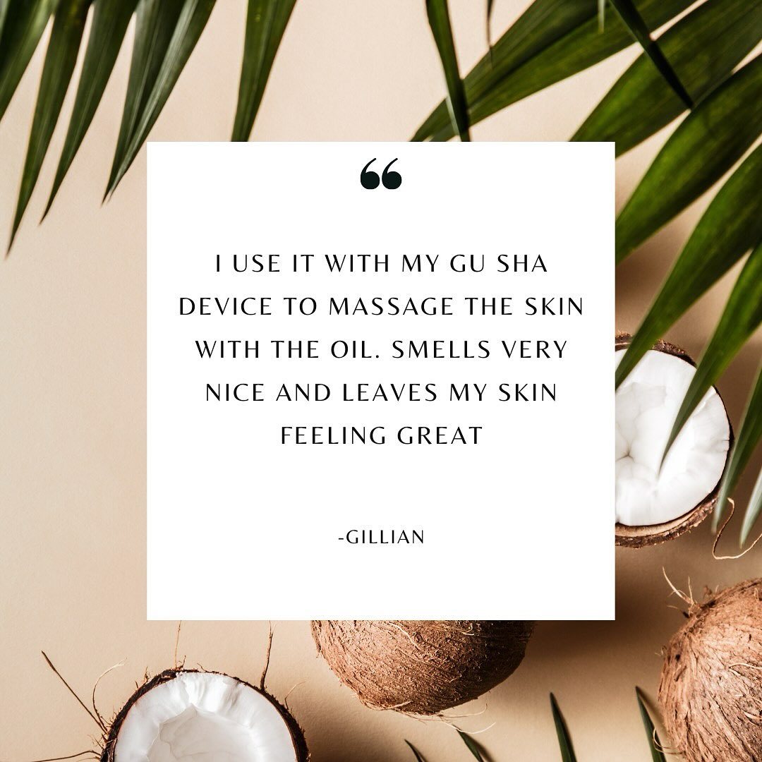 🧡 Thank you, Gillian!
“I use it with my Gu Sha device to massage the skin with the oil. Smells very nice and leaves my skin feeling great.”
We love hearing how our oils are part of your self-care rituals.