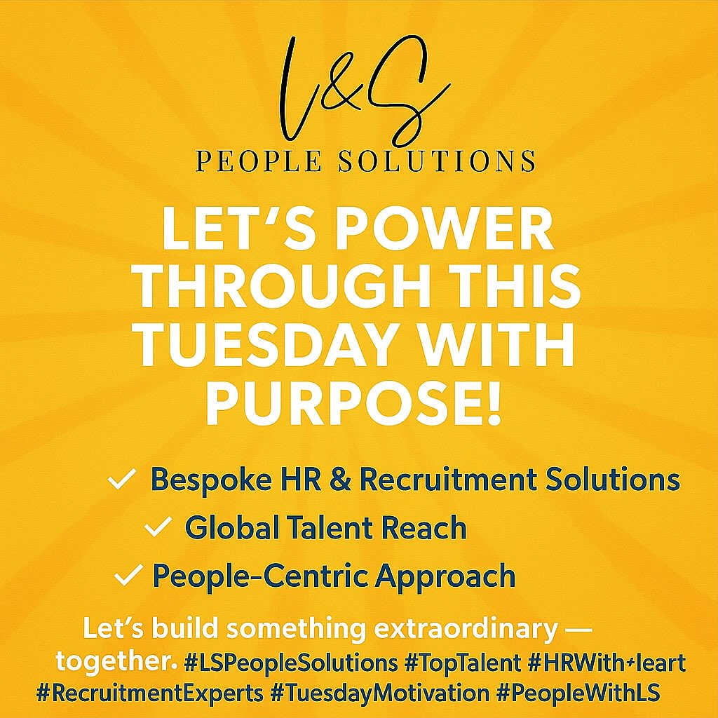 š Letās Power Through This Tuesday with Purpose!
At L&S People Solutions, we know that momentum is everything ā and the right people can take your business from good to exceptional.
Whether youāre hiring across continents or refining your HR strategy, weāre here to partner with you every step of the way.
⨠Bespoke HR & Recruitment Solutions
š Global Talent Reach
š¤ People-Centric Approach
Letās build something extraordinary ā together.
š© Connect with us today. Your people matter.
#LSPeopleSolutions #TopTalent #HRWithHeart #RecruitmentExperts #TuesdayMotivation #PeopleMatter #GrowWithLS