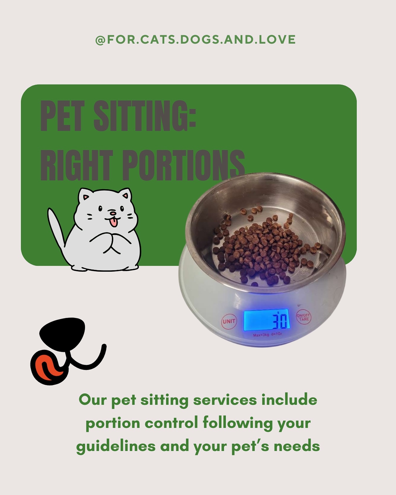 Before starting our pet sitting services, we always coordinate with you and discuss your pet’s needs, including what are the right food portions. Our service is professional and reliable for your peace of mind ❤️🐾🐈