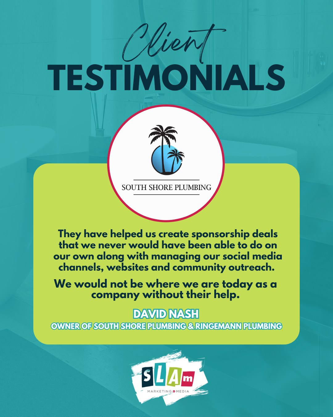 This is why we do what we do 💙
Helping clients grow their presence and their partnerships is what fuels us. Marketing should move your business forward, and we’re here to make that happen.
Thank you for the kind words, David!
#ClientWins #ClientLove #MarketingAgency #SLAMMM