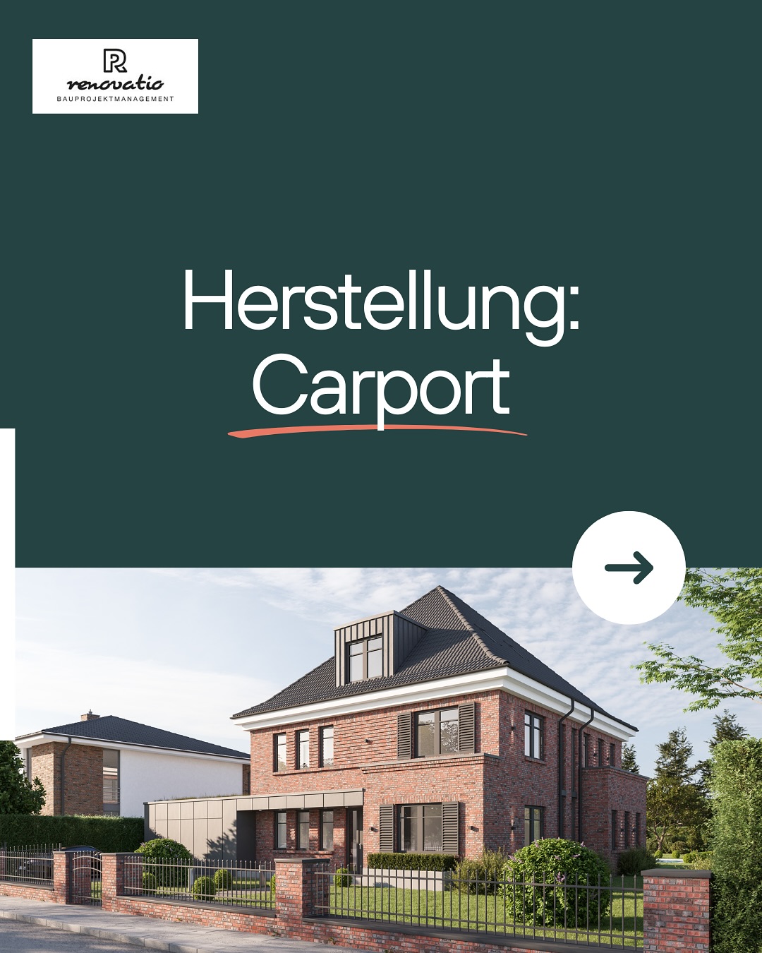 Ein weiterer Meilenstein des Neubauprojekts in Hamburg Volksdorf ist erreicht: Der Bau des Carports hat begonnen.
Neben dem funktionalen Witterungsschutz für die Fahrzeuge wurde besonders auf eine architektonisch ansprechende Integration in das Gesamtbild des Grundstücks und des Hauses geachtet.
Ort: Hamburg Volksdorf
Ausführung: @premium_carportwerk
#carportbau #bauprojekt #baustart #moderneswohnen #bauvorhaben #architektur #projektumsetzung #bauleitung #bauüberwachung #hamburg