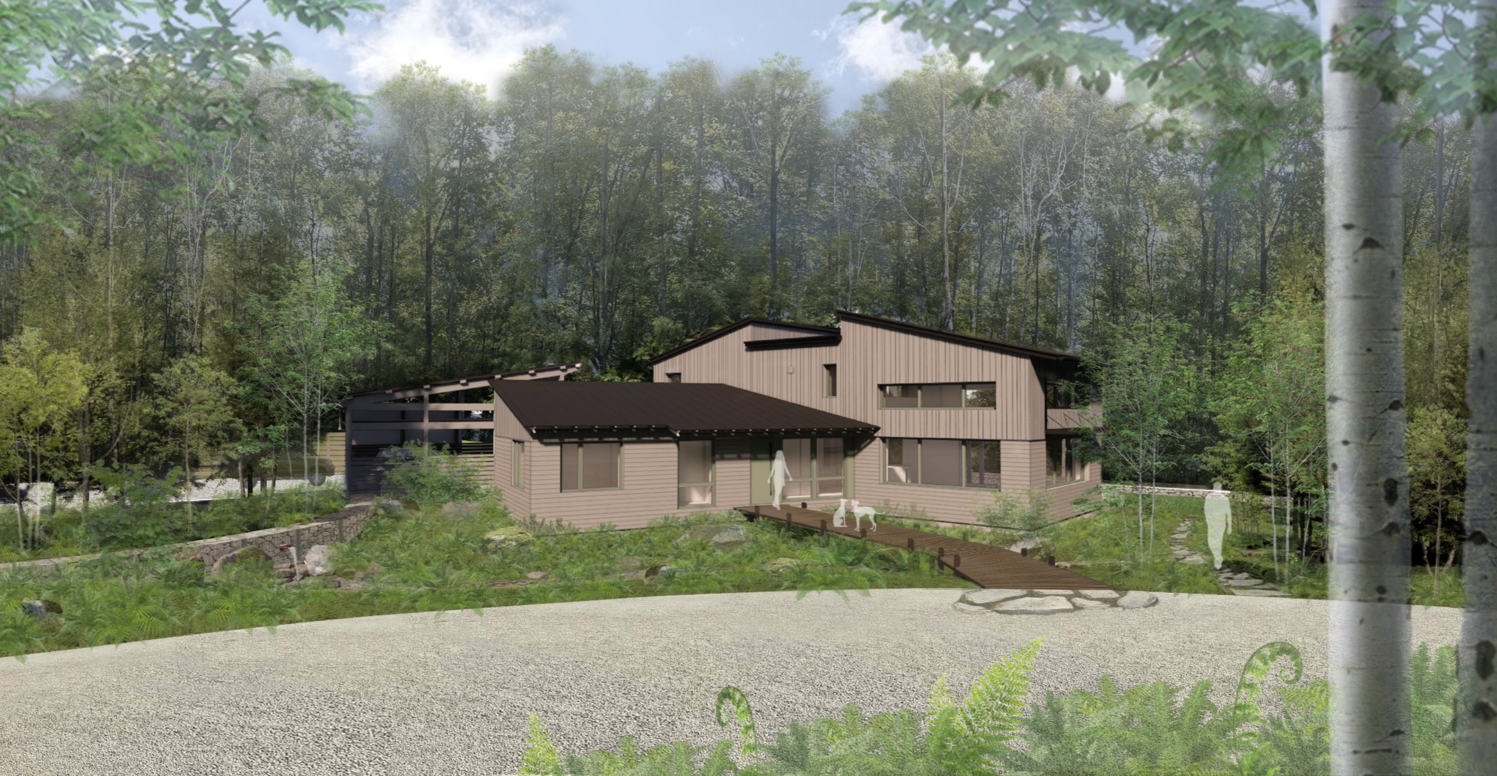 Birchfell, one of our ongoing landscape projects, features a single-family passive house nestled among the open woods of northwestern Connecticut. The new build (designed by @tamaarchitecturepc & Penniman Architects) is @passivehouseinstituteus CORE 2024 certified, & will be open for a @buildgreenct spotlight/hard hat tour on August 21st. See the link in our bio to register for the event - we hope to see you there!
Rendering a collaborative effort between @triplettdesignstudio & @tamaarchitecturepc
Project team:
Architect: @tamaarchitecturepc & Penniman Architects
Landscape Architect: @triplettdesignstudio
GC: @bpc_green_builders
Lighting: @sightestudio
Passive House Consultants: @ne_projects
#birchfell #triplettdesignstudio #landscape #landscapedesign #landscapedesigner #landscapearchitecture #landscapearchitect #residential #residentialdesign #senseofplace #passivehouse #passivehousedesign #sustainableliving #sustainablehouse #sustainablelandscape #ecologicaldesign #ecology #rendering #photoshop #3dmodel #landscaperendering #ctlandscapearchitecture #connecticut #sharonct #woodland #birchgrove #ferns #ferngrove