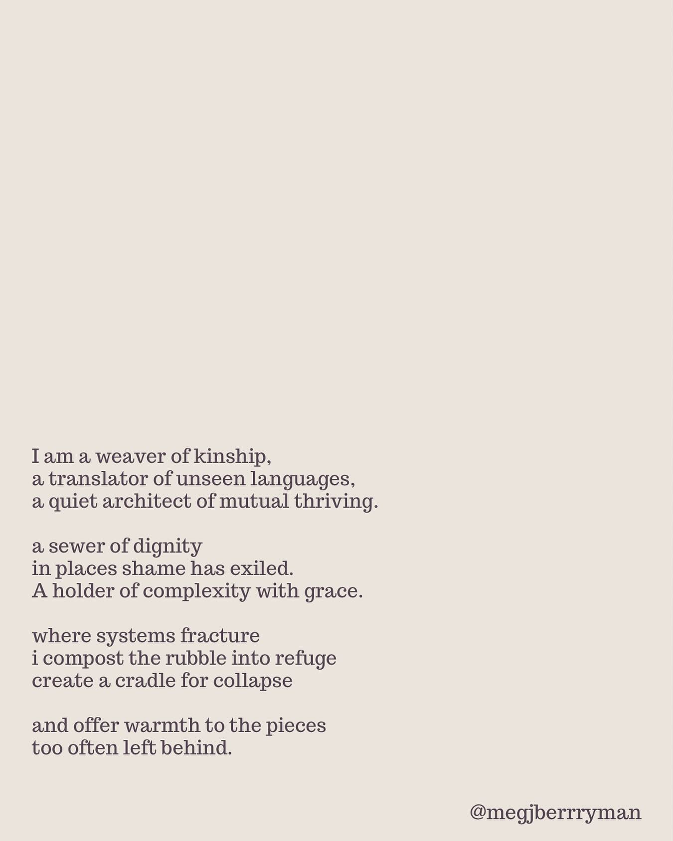 this is the work
the quiet
tender
unseen work
of holding
re-weaving
and remembering
if this speaks to the kind of leader you are
or the kind of support you long for —
i have two super-vision spots opening in august
come be held in a space
where complexity is welcome
where collapse isn’t failure
and where your work can root
in something deeper than performance
link in bio to find out more
#supervision #traumainformed #regenerativeleadership #somaticcoaching #decolonialbusiness