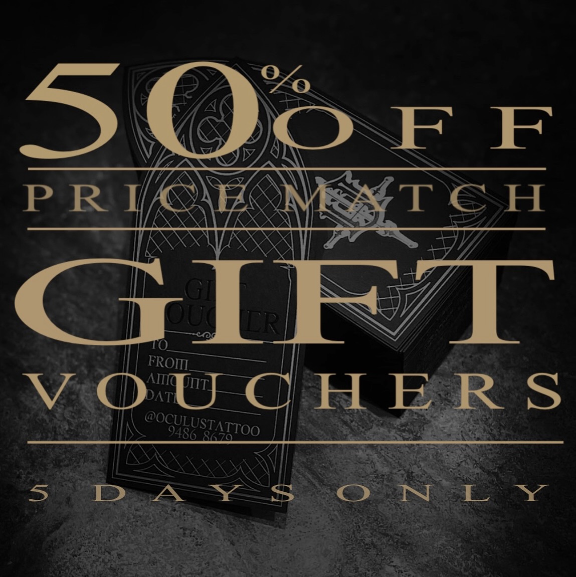 ⚜️ We know times are tough for a lot of people at the moment… But! Everyone needs their Tattoo Therapy! 💝
-
So for 5 DAYS ONLY we will be offering a 50% discount on our Gift Vouchers! 😱
That’s right a Price Match Special! No catch 🙅♂️
You spend $500 and receive a $1000 Voucher and so on..!
-
Available only on our Big Cartel 🔗 Link In Bio 🔗
-
Use code ‘GV50’ at the checkout to receive your discount!
-
5 DAYS ONLY! Don’t miss out!
-
You’re welcome ❤️🔥
-
-
-
#OculusTattoo #GiftVoucher #Special #Discount #TattooTherapy #Therapy #OculusManor #Thornbury #Melbourne #2025