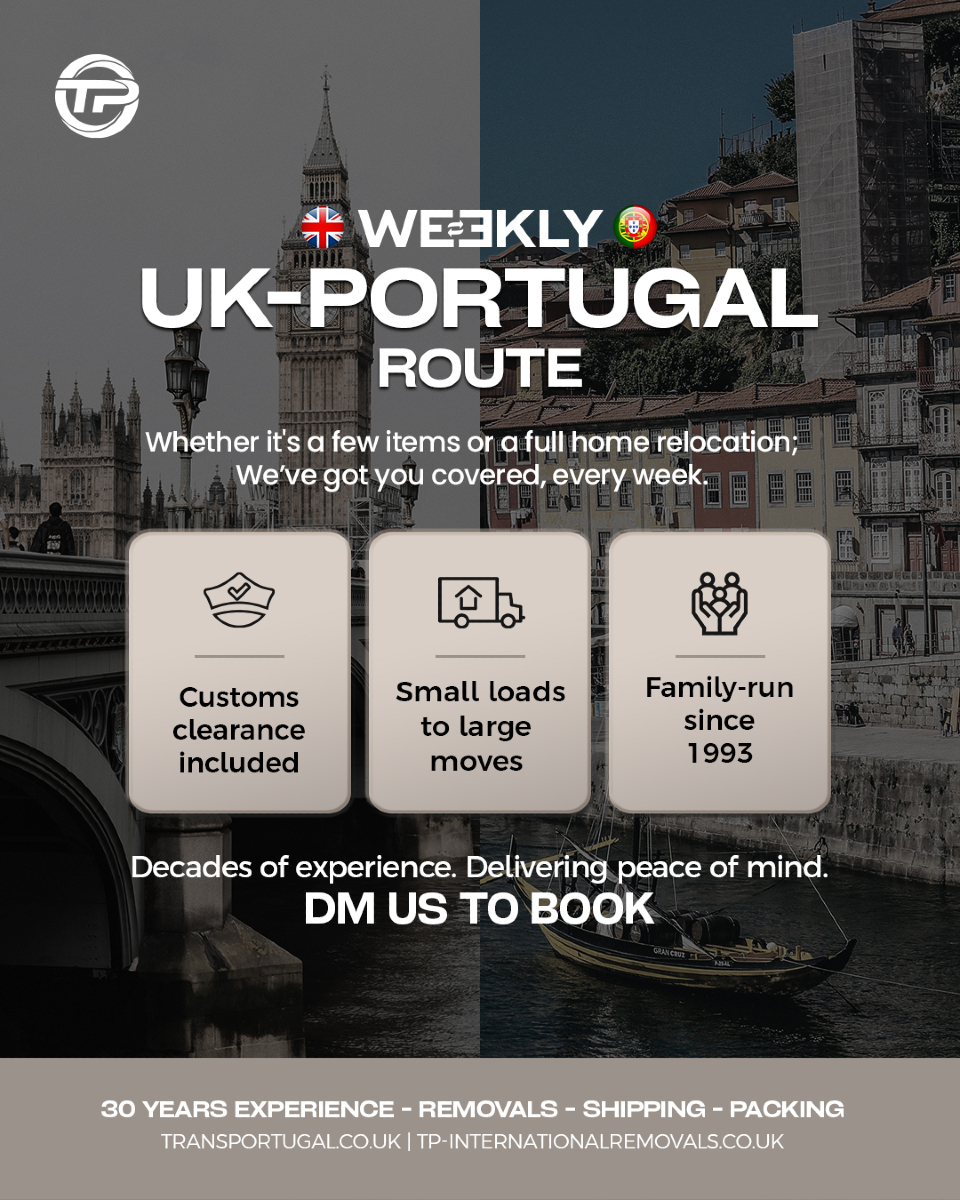 Whether you're moving home, sending commercial goods, or delivering personal items, our dedicated weekly service ensures your shipments reach Portugal safely, securely, and exactly when expected. Trusted by families, expats, and businesses alike – we make international shipping simple.
Reach out to our team via phone or email with your specific requirements, and we'll be happy to assist!
🇬🇧 LONDON OFFICE
22-24 Homecroft Rd, London, N22 5EL, United Kingdom
0208 807 6677
🇵🇹 PORTUGAL OFFICE
Inter Luis
Estrada Nacional 10
Centro Empresario Sado Internacional
Armazem D21, 2910-835 Setúbal
00 351 265 708 240
info@tp-internationalremovals.co.uk
#relocationservices #movingcompany #shipwithus #movers #packingpros #transportation #movingday #shippingworldwide #relocationexperts #shipments #tpinternationalremovals #transportugal #shippingandhandling #movingtotheuk #packingandshipping #movingtoportugal #movewithus #easyshipping #movingsolutions #shippingmadeeasy #securepacking #movingtospain #storagesolutions #removalstoportugal #relocationready #movinghome #newoffice #fineart #vehicletransportation