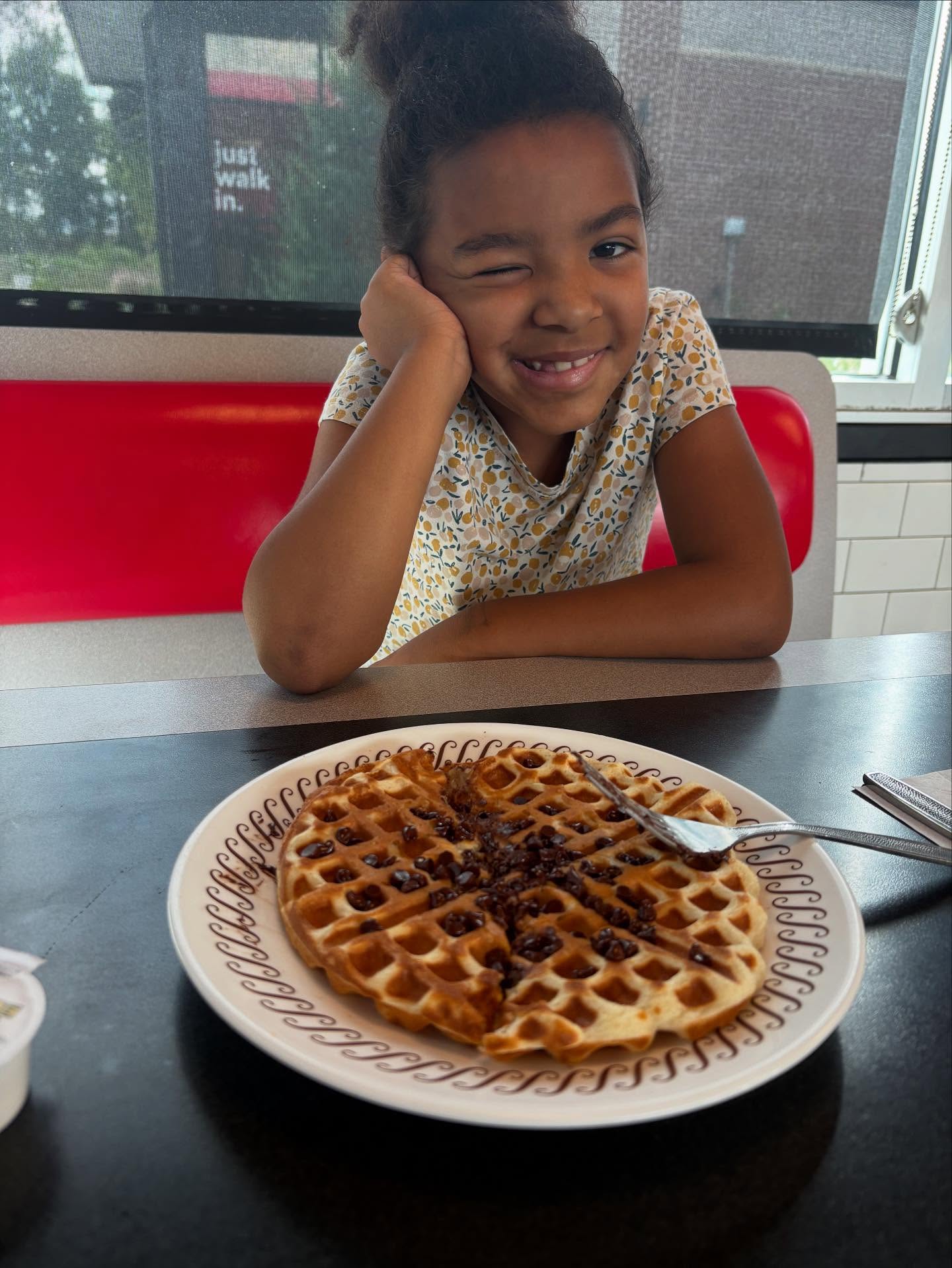 Me and this cutie having an important business meeting at Maison de Waffle. She’s a tough negotiator.