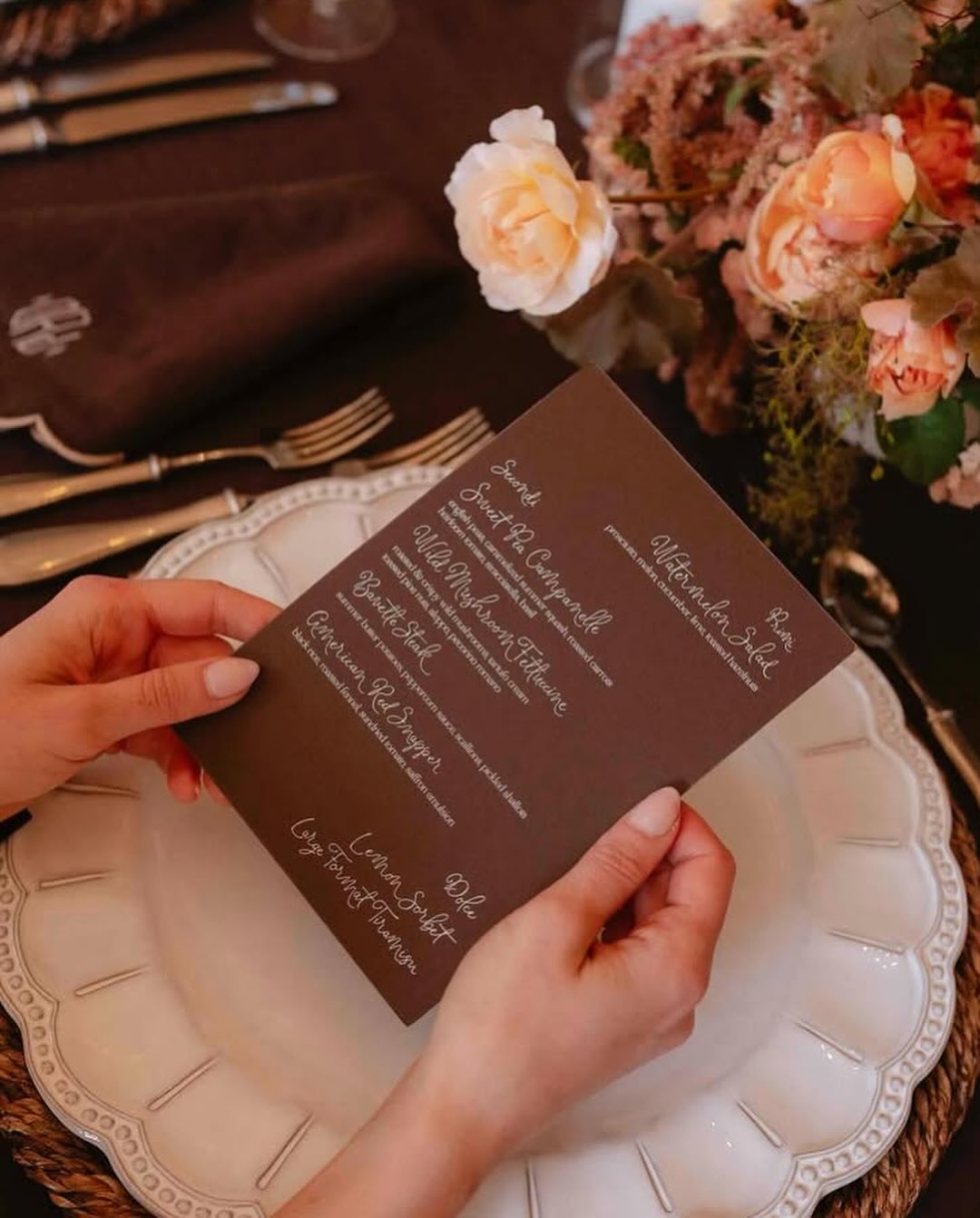 Custom script design for @xowyopaper
Repost from @calderclark
•
Take me back to JH, pretty please and thank you. A rich chocolate brown palette, hand-calligraphed menus, monogrammed napkins, and the best company — always guaranteed to boost the spirit.
Host & Design: @slater_events
Hosts: @xowyopaper @calderahouse @thecloudveil
Photo: @oliviaraejameswed
Video: @storyboxcinema
Tabletop: @objetwest
Stationery: @xowyopaper
Rentals: @magnoliaranchrentals
Floral: @harvestfloralcompany
Custom Linens: @oncemilano
Linens: @theonicollection
#jacksonhole #weddinginspo #weddings